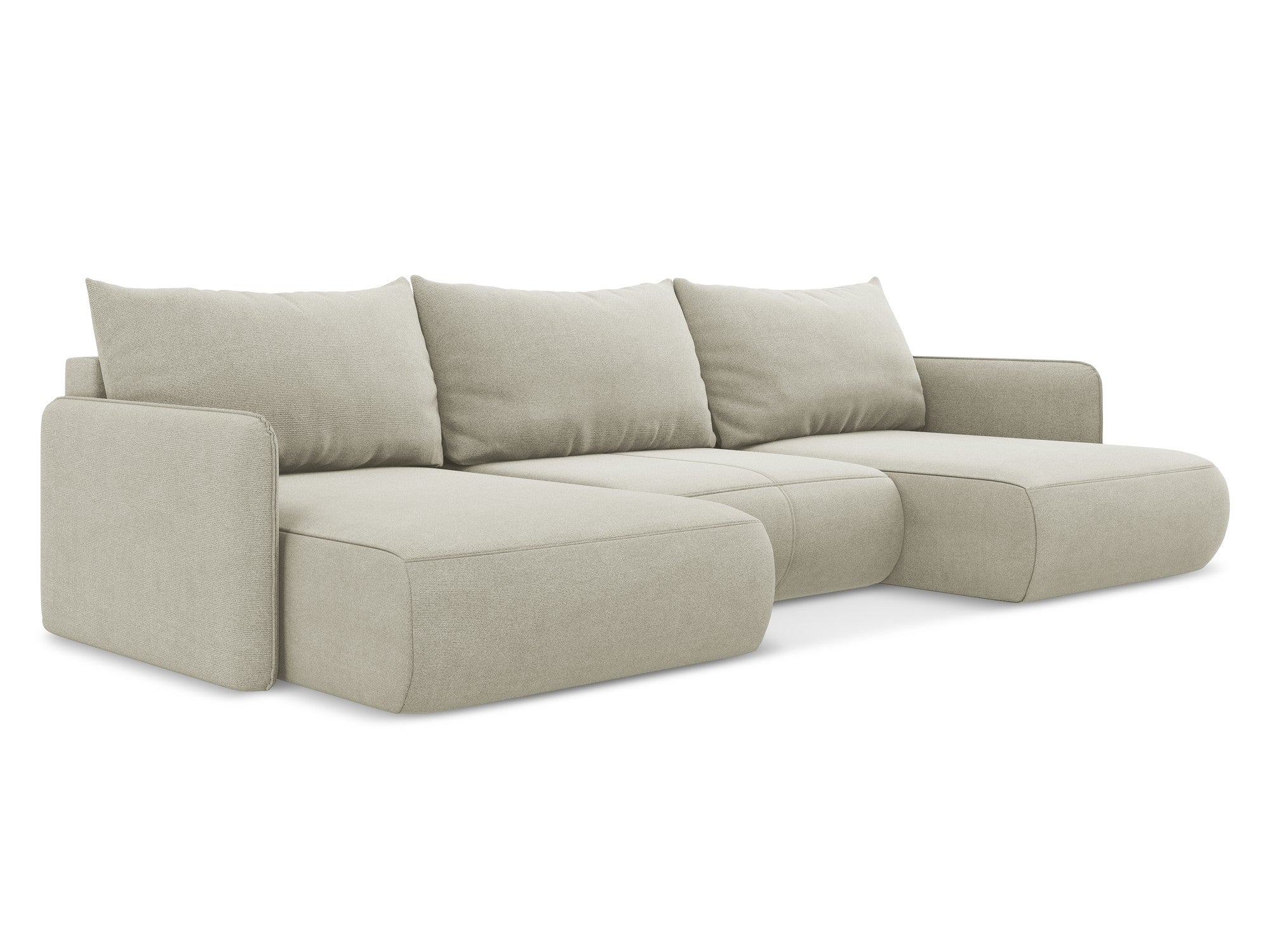 Panoramic Corner Sofa with Sleeping Function NANEA Light Beige