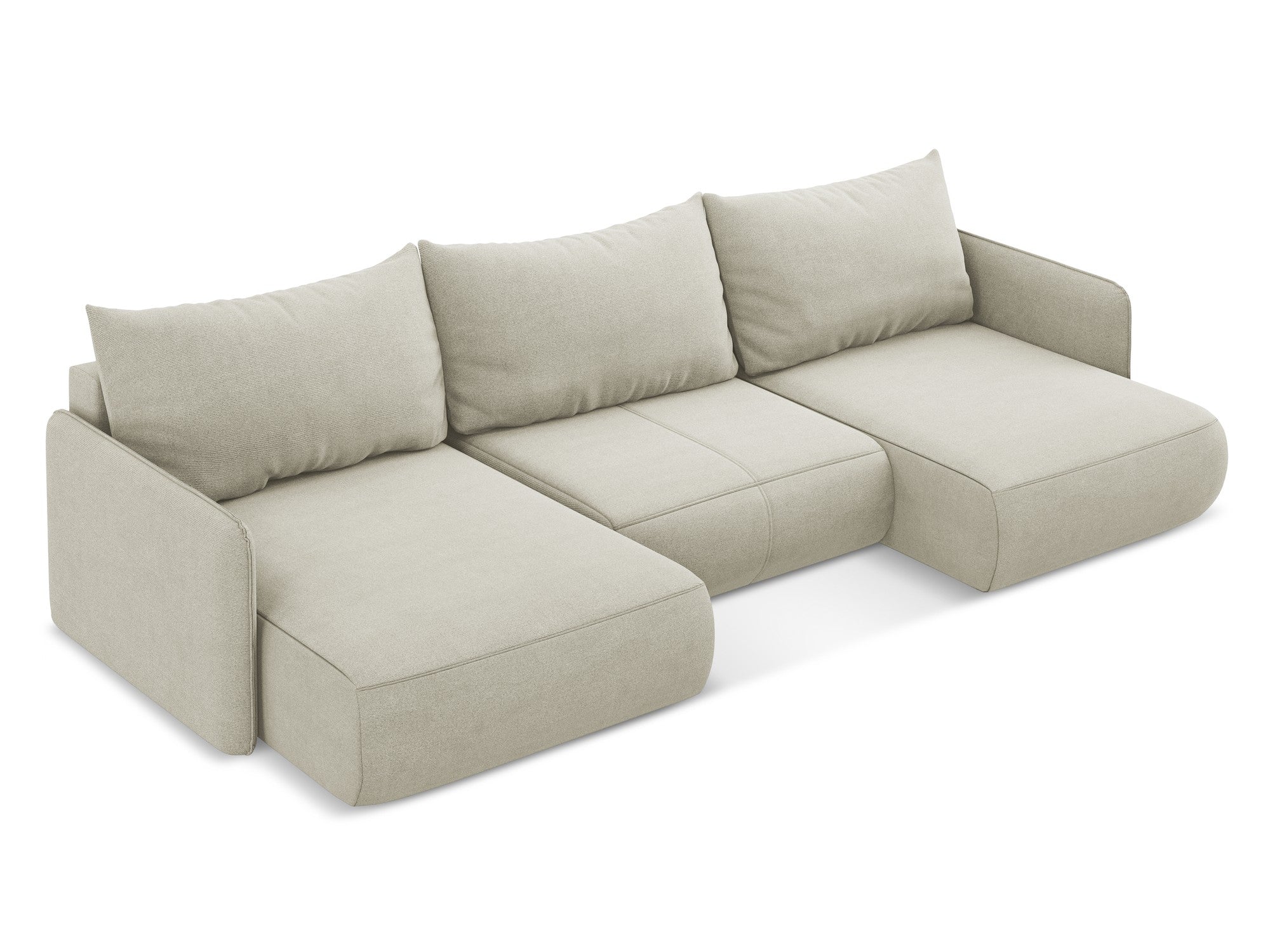 Panoramic Corner Sofa with Sleeping Function NANEA Light Beige
