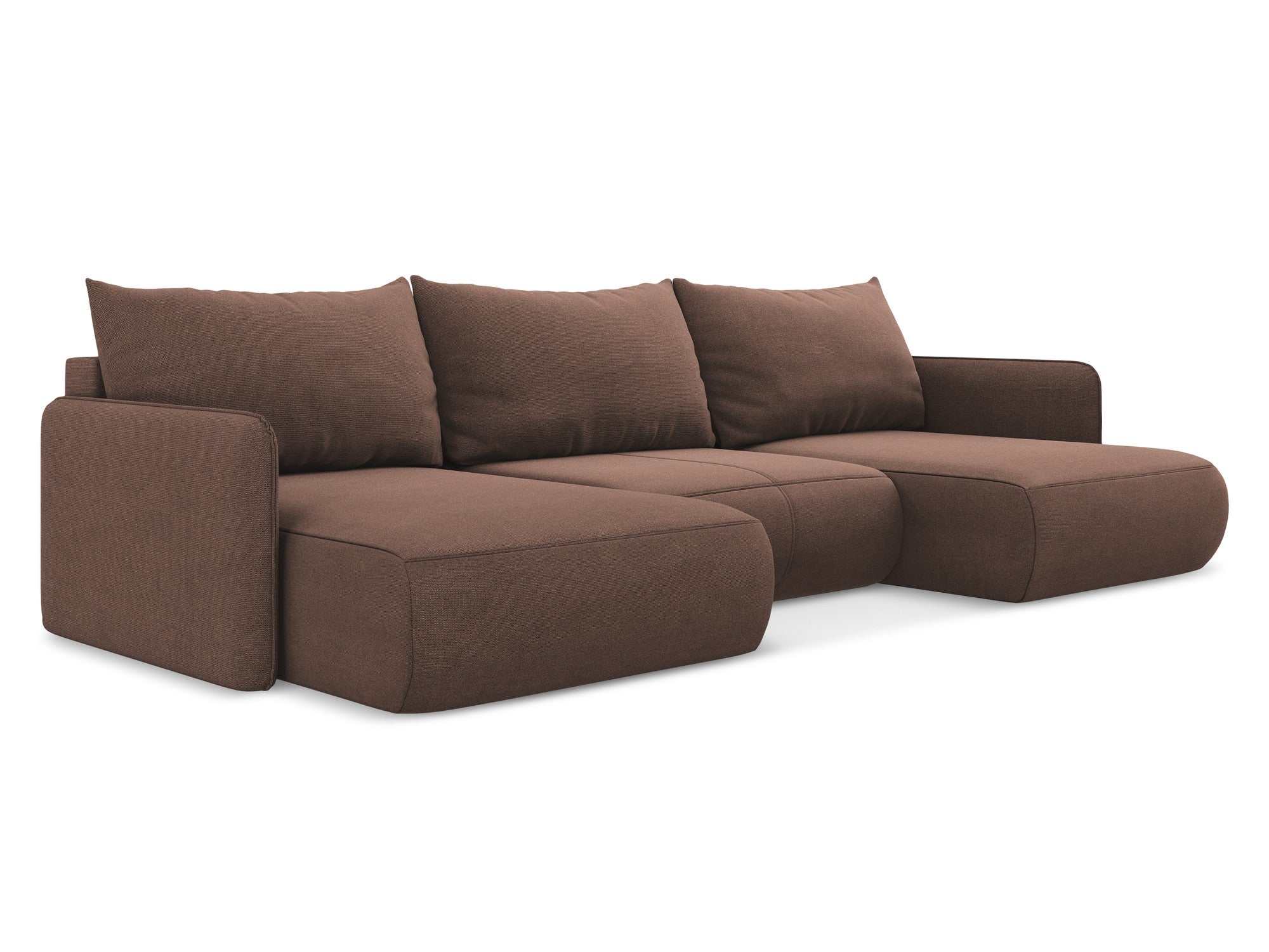 Panoramic corner sofa with sleeping function NANEA in muted pink
