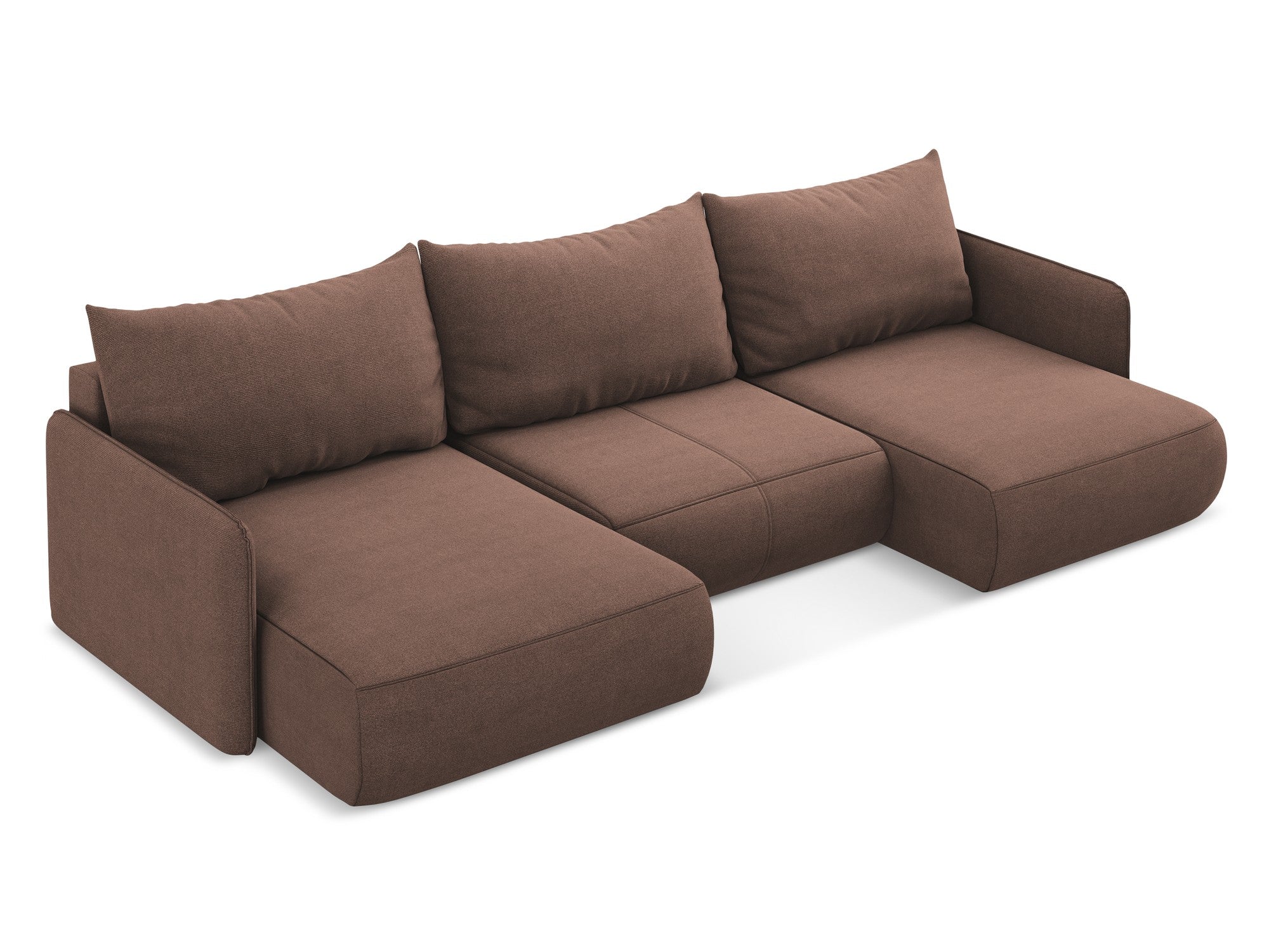 Panoramic corner sofa with sleeping function NANEA in muted pink