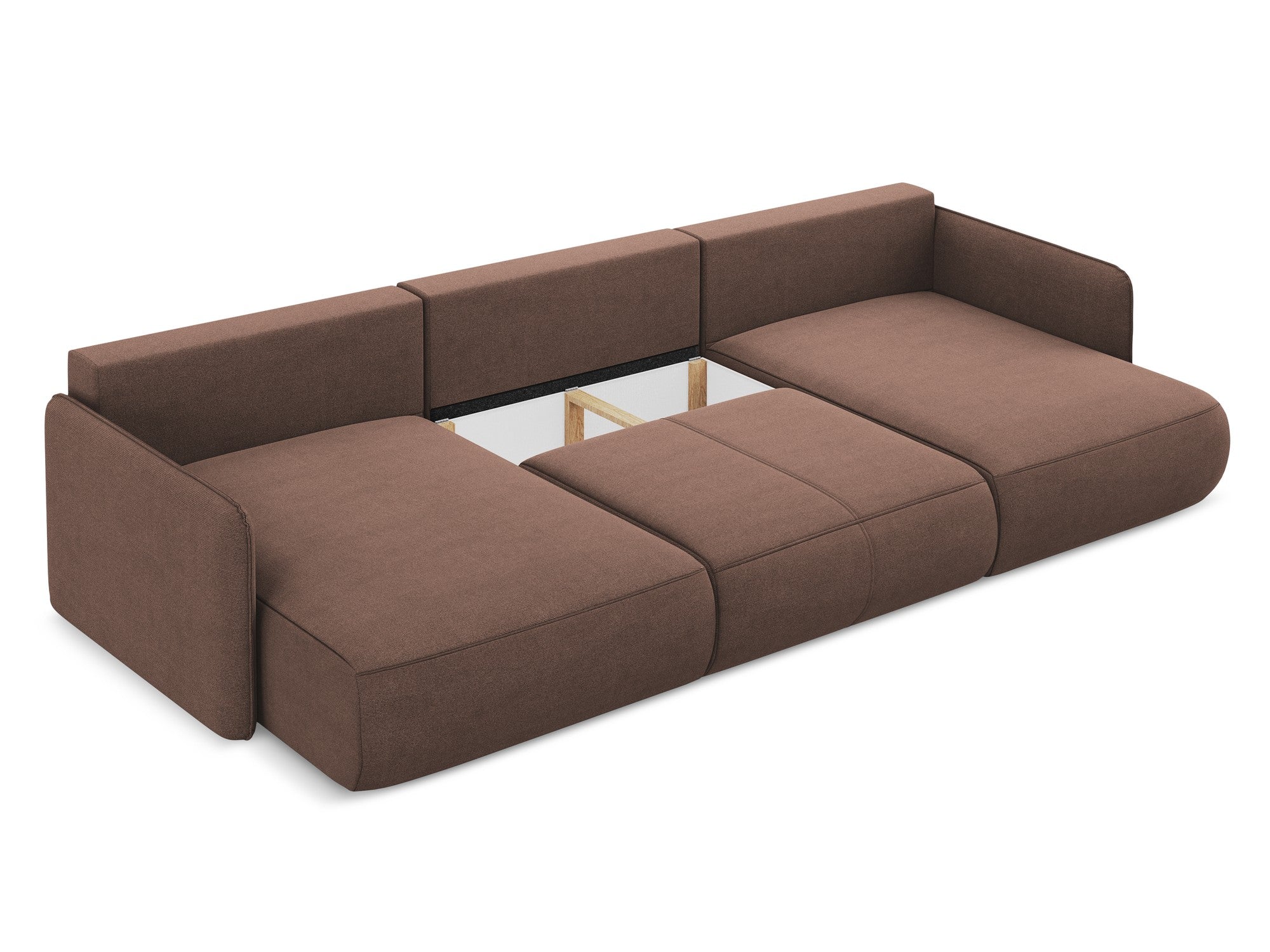 Panoramic corner sofa with sleeping function NANEA in muted pink