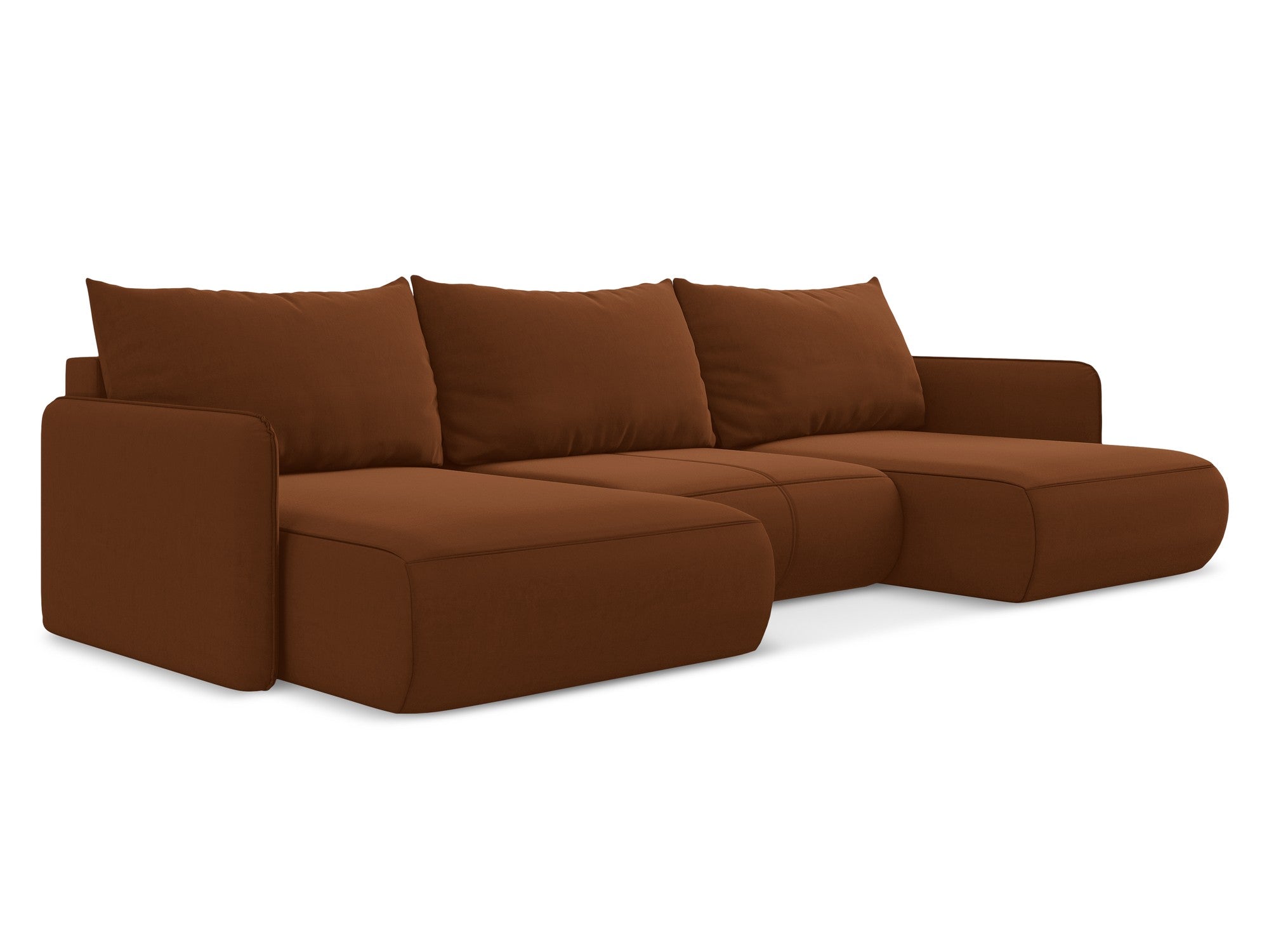 Panoramic Velvet Corner Sofa with Sleeping Function NANEA Terracotta