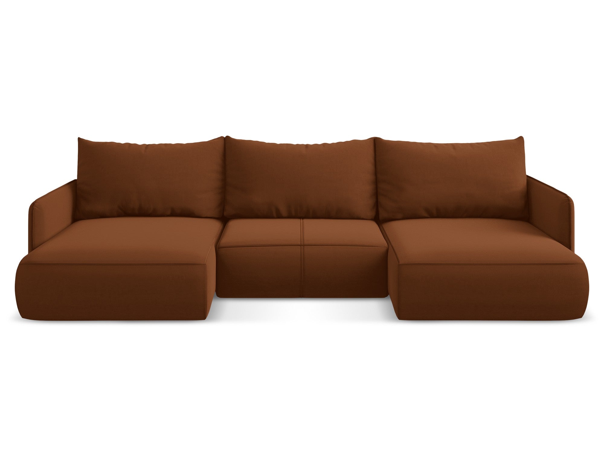Panoramic Velvet Corner Sofa with Sleeping Function NANEA Terracotta