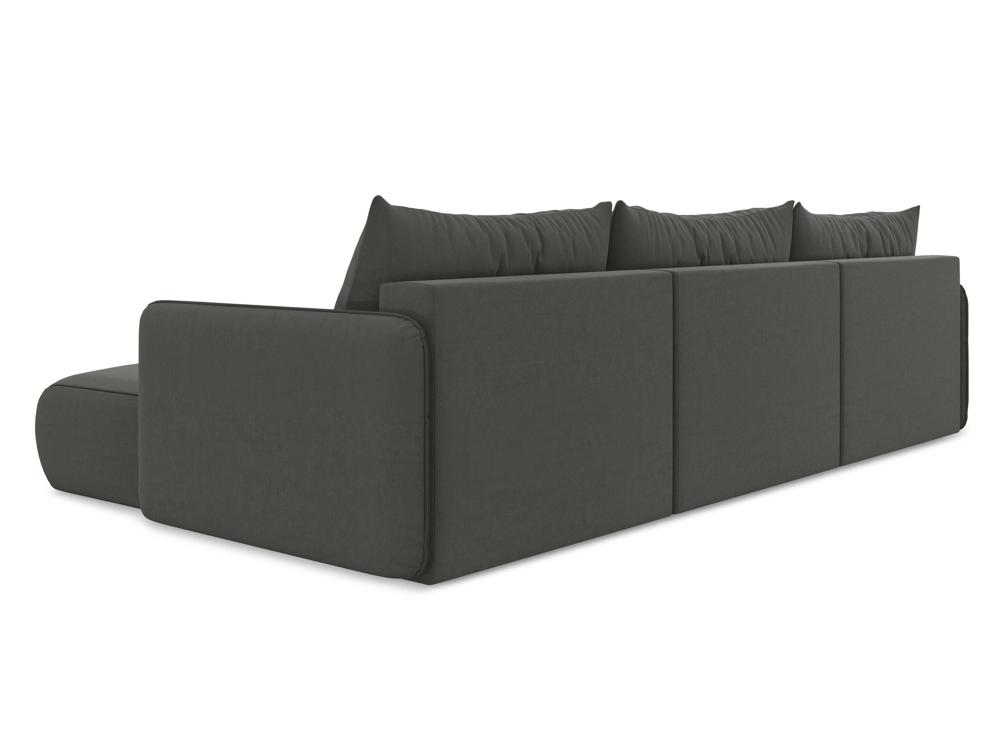 Panoramic Velvet Corner Sofa with Sleeping Function NANEA in Steel Gray