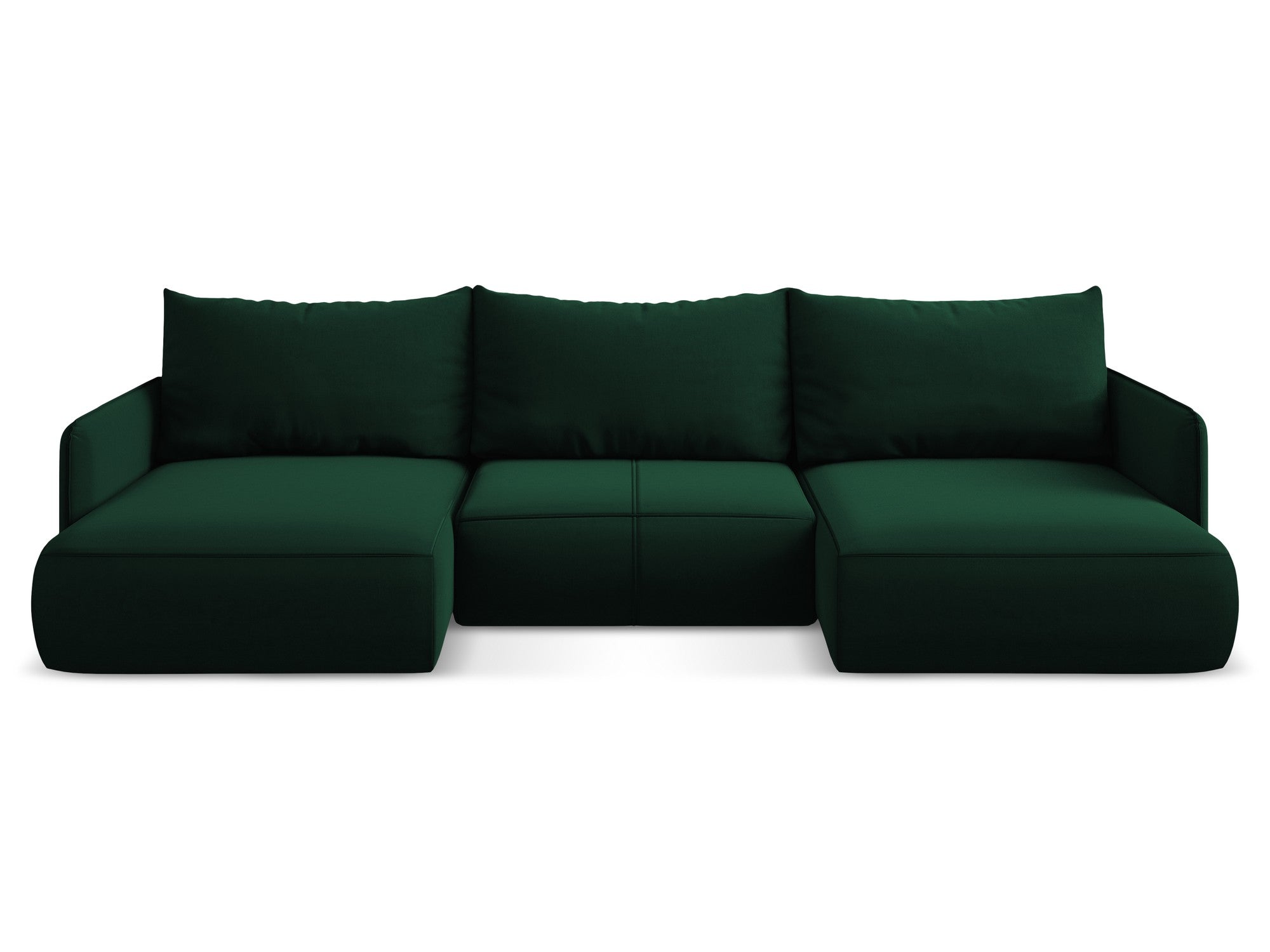 Velvet panoramic corner sofa with sleeping function NANEA in bottle green