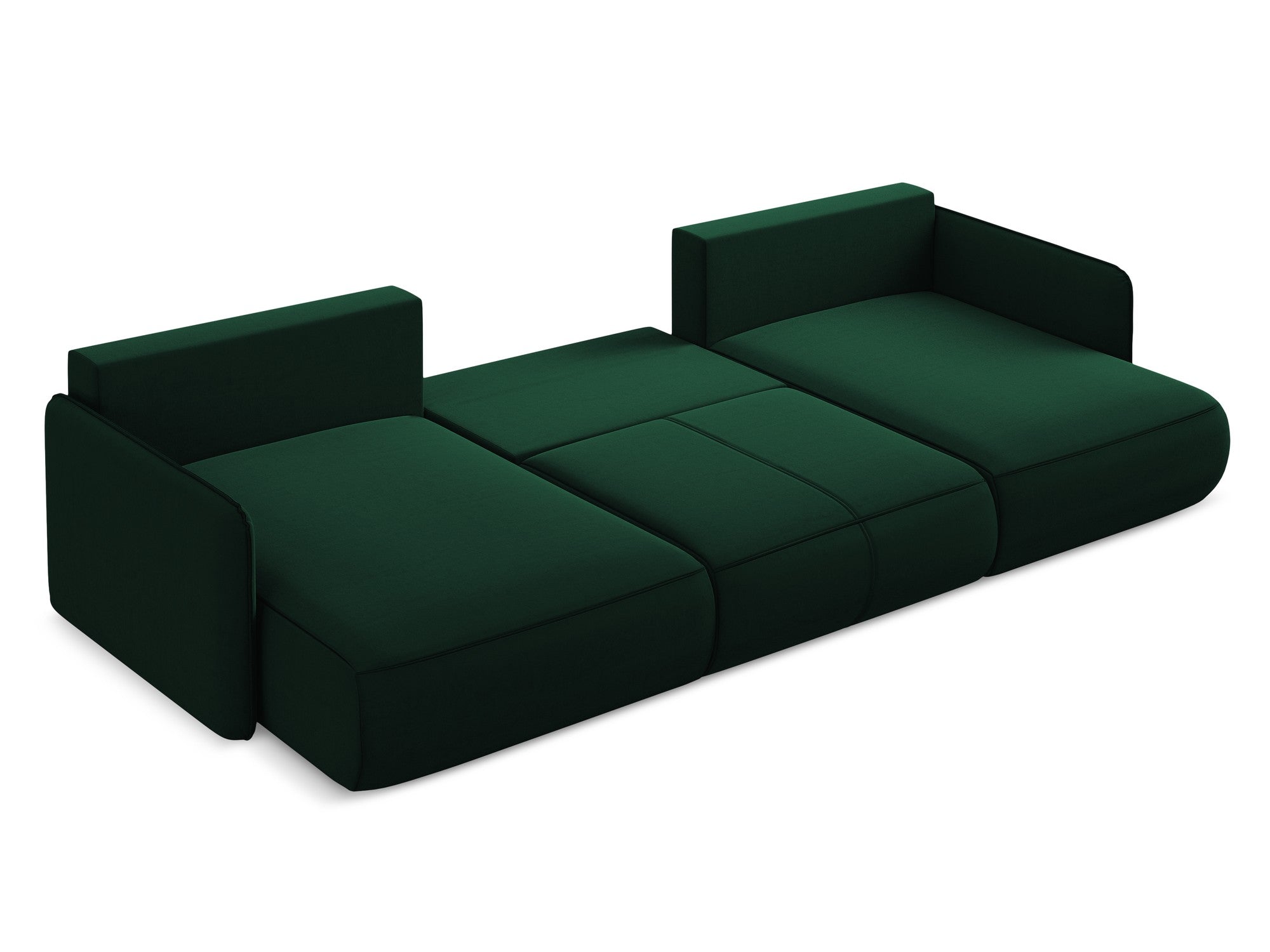 Velvet panoramic corner sofa with sleeping function NANEA in bottle green