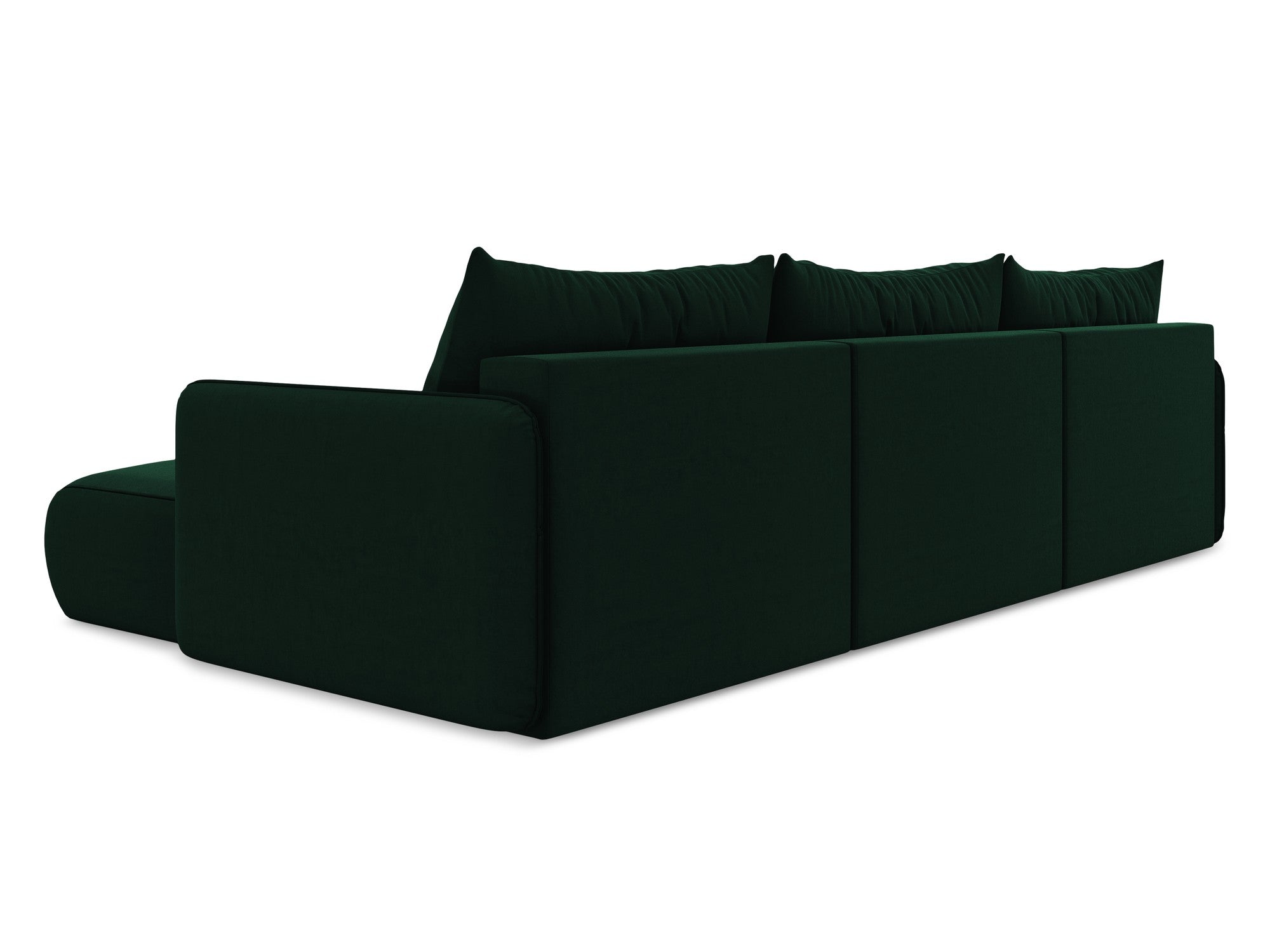 Velvet panoramic corner sofa with sleeping function NANEA in bottle green