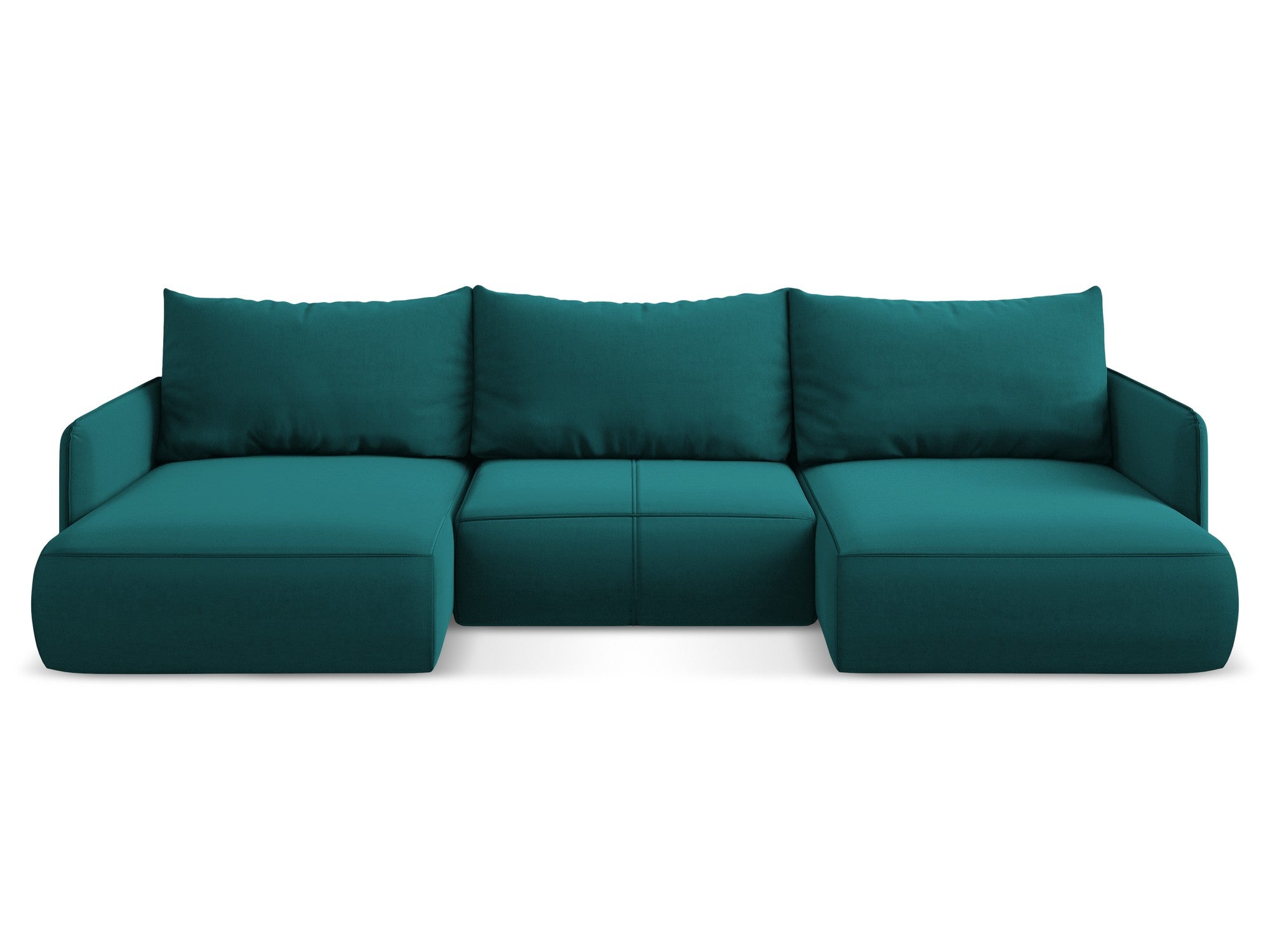 Velvet panoramic corner sofa with sleeping function NANEA sea green