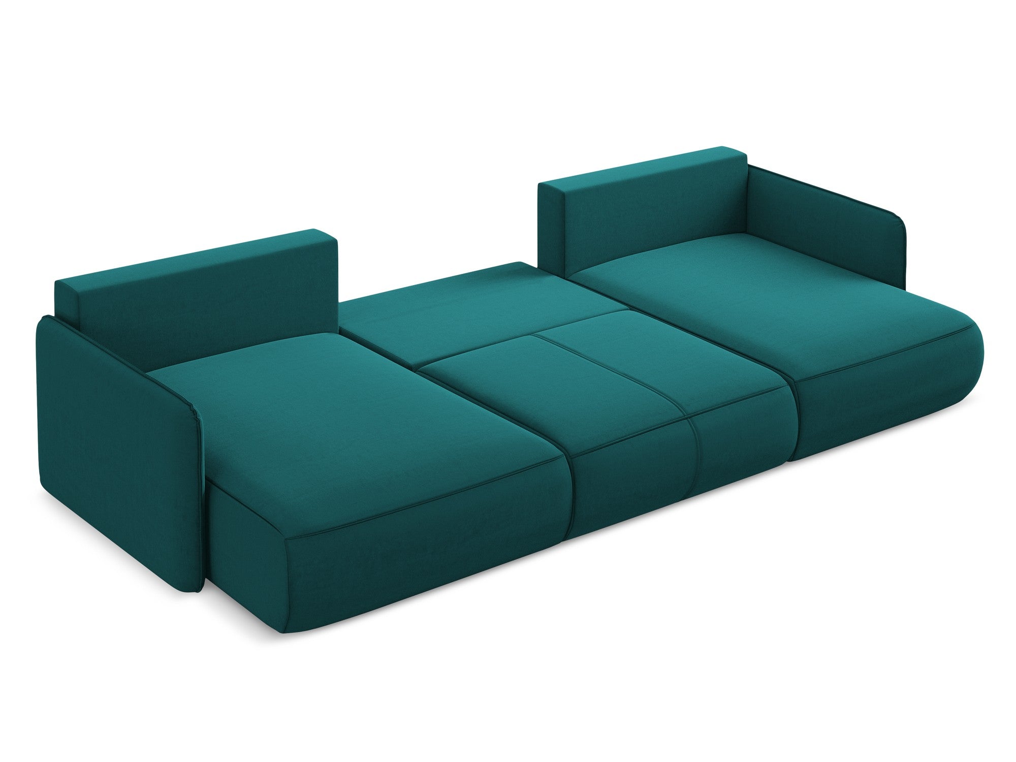 Velvet panoramic corner sofa with sleeping function NANEA sea green