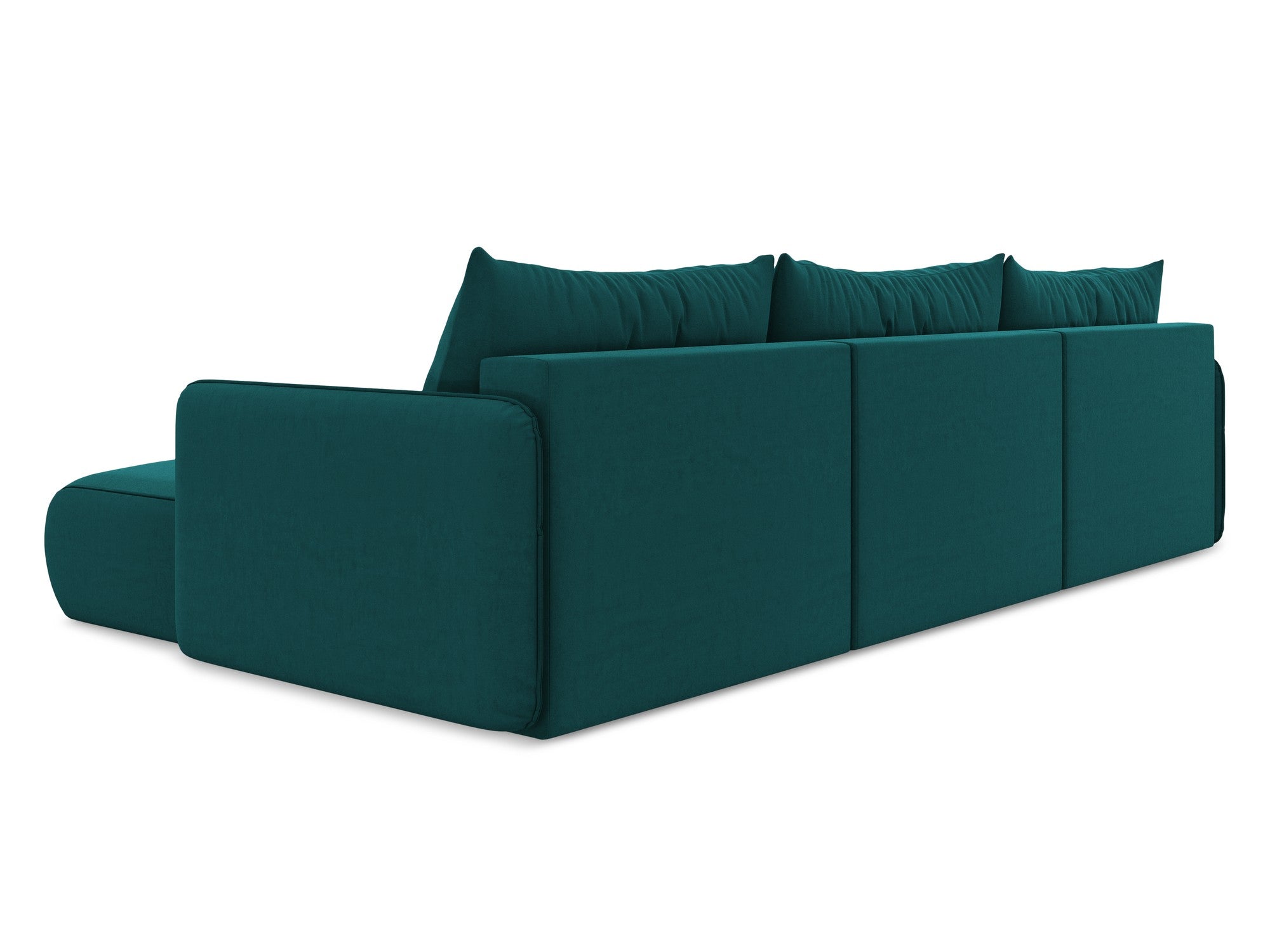 Velvet panoramic corner sofa with sleeping function NANEA sea green