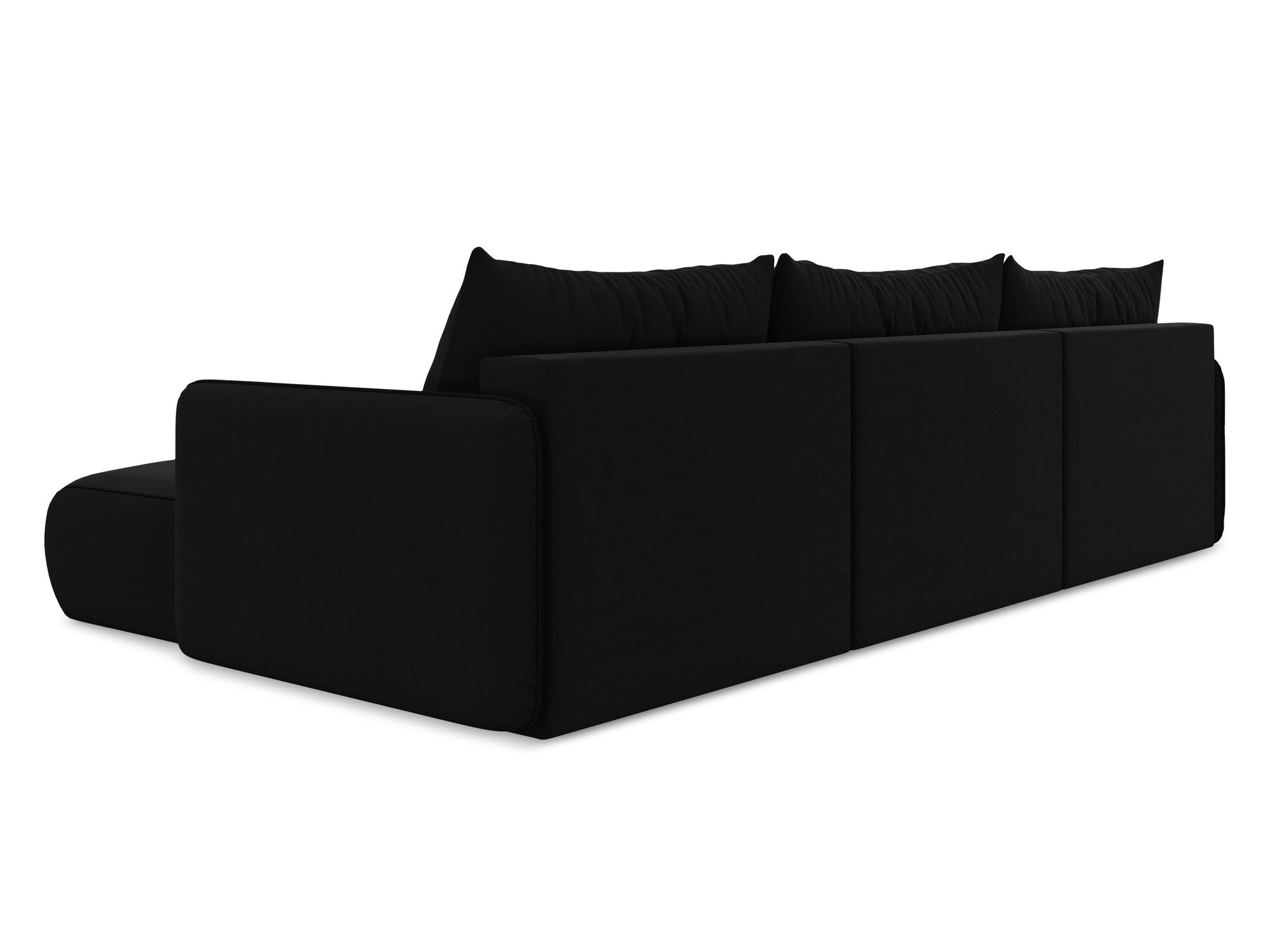 Panoramischer Samt-Ecksofa mit Schlaf-Funktion NANEA schwarz