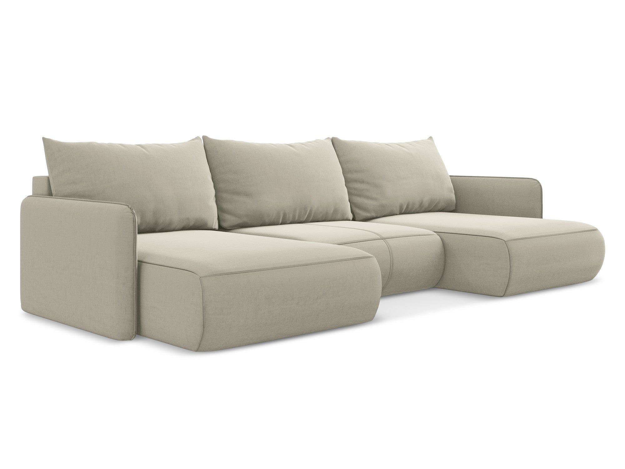 Velvet panoramic corner sofa with sleeping function NANEA pearl
