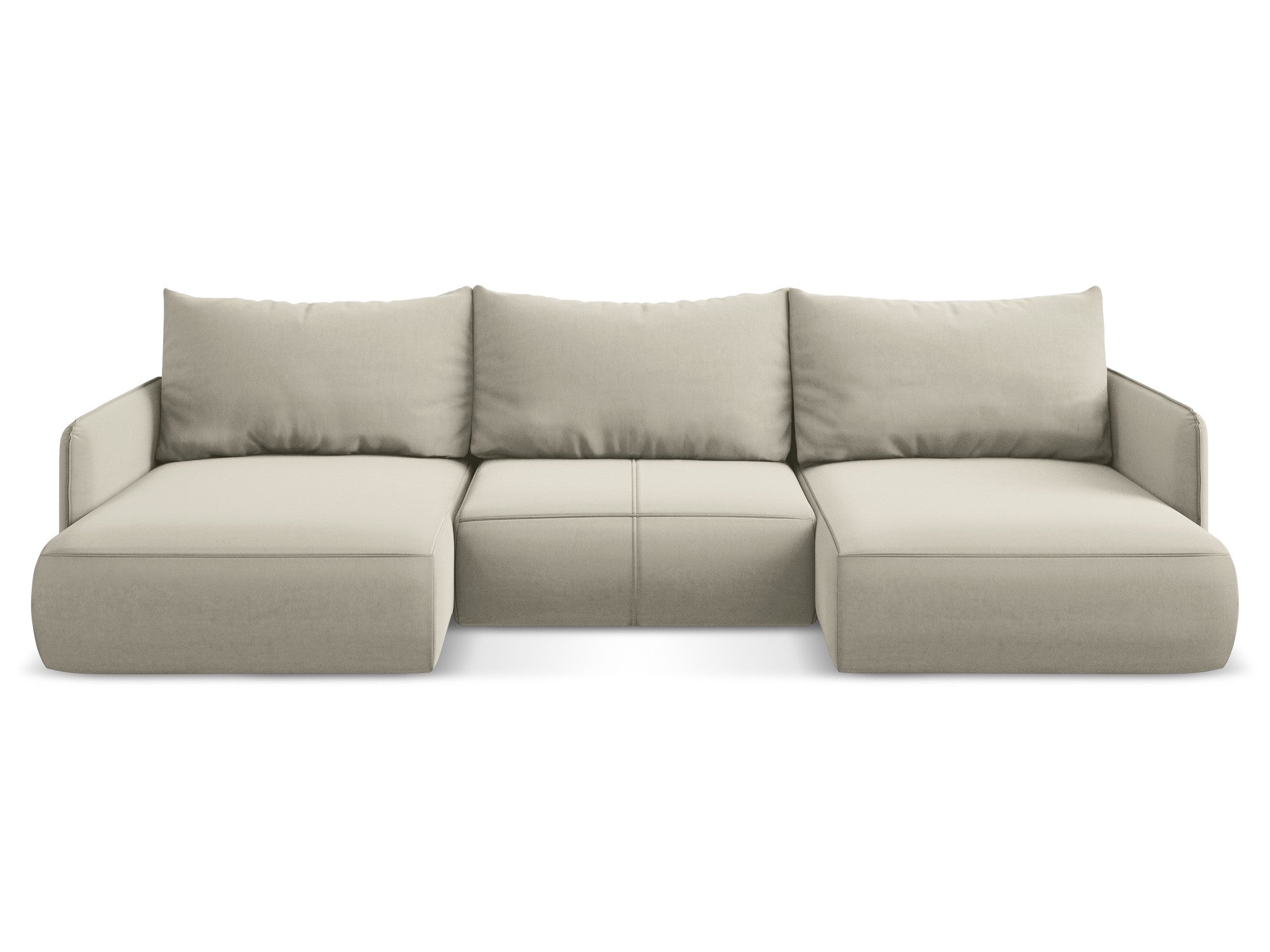 Velvet panoramic corner sofa with sleeping function NANEA pearl