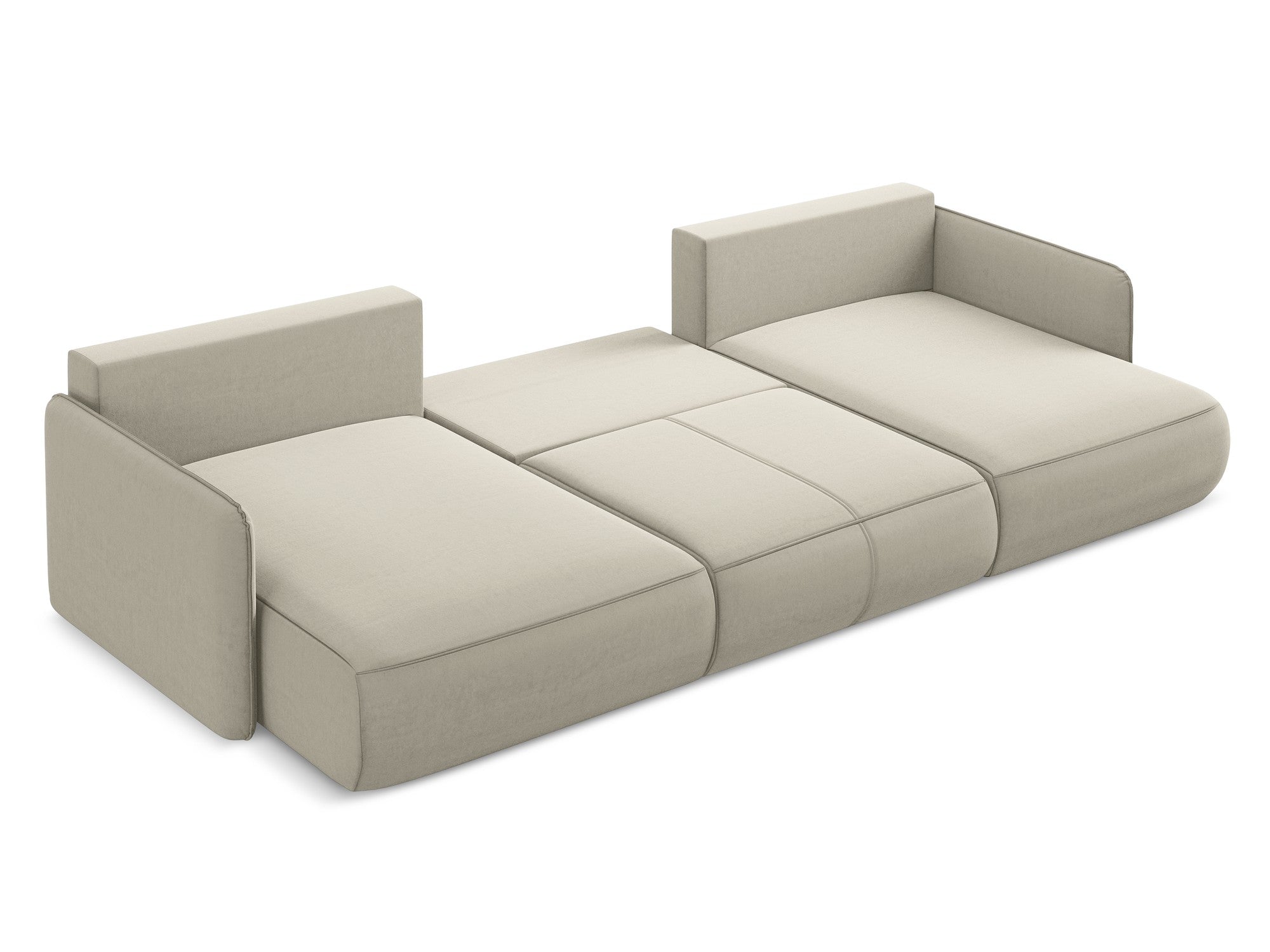 Velvet panoramic corner sofa with sleeping function NANEA pearl