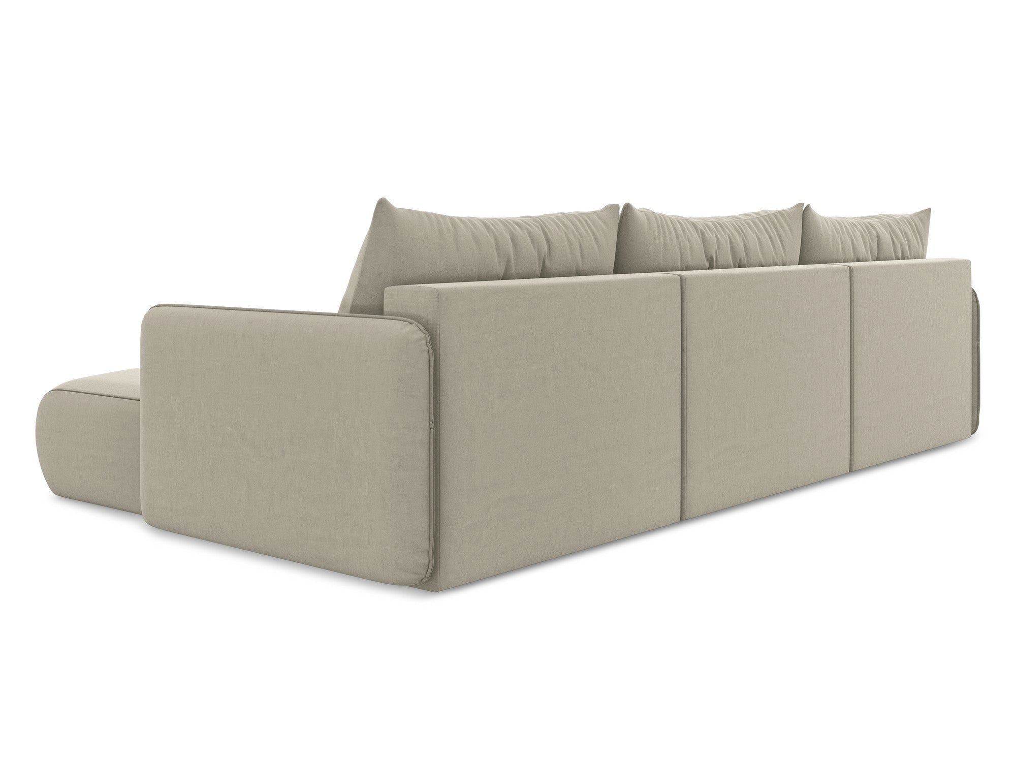 Velvet panoramic corner sofa with sleeping function NANEA pearl