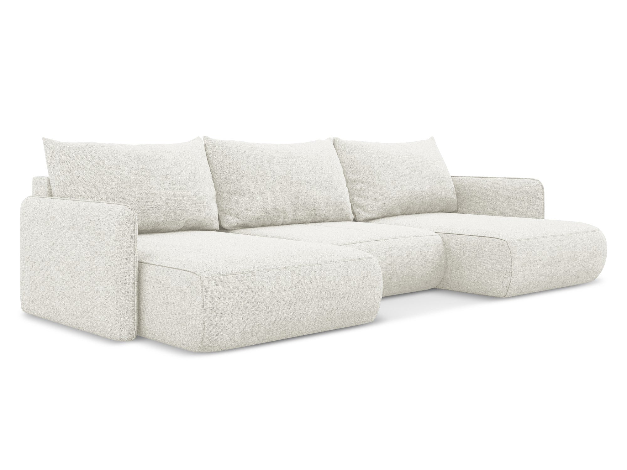 Panoramic corner sofa with sleeping function NANEA white chenille