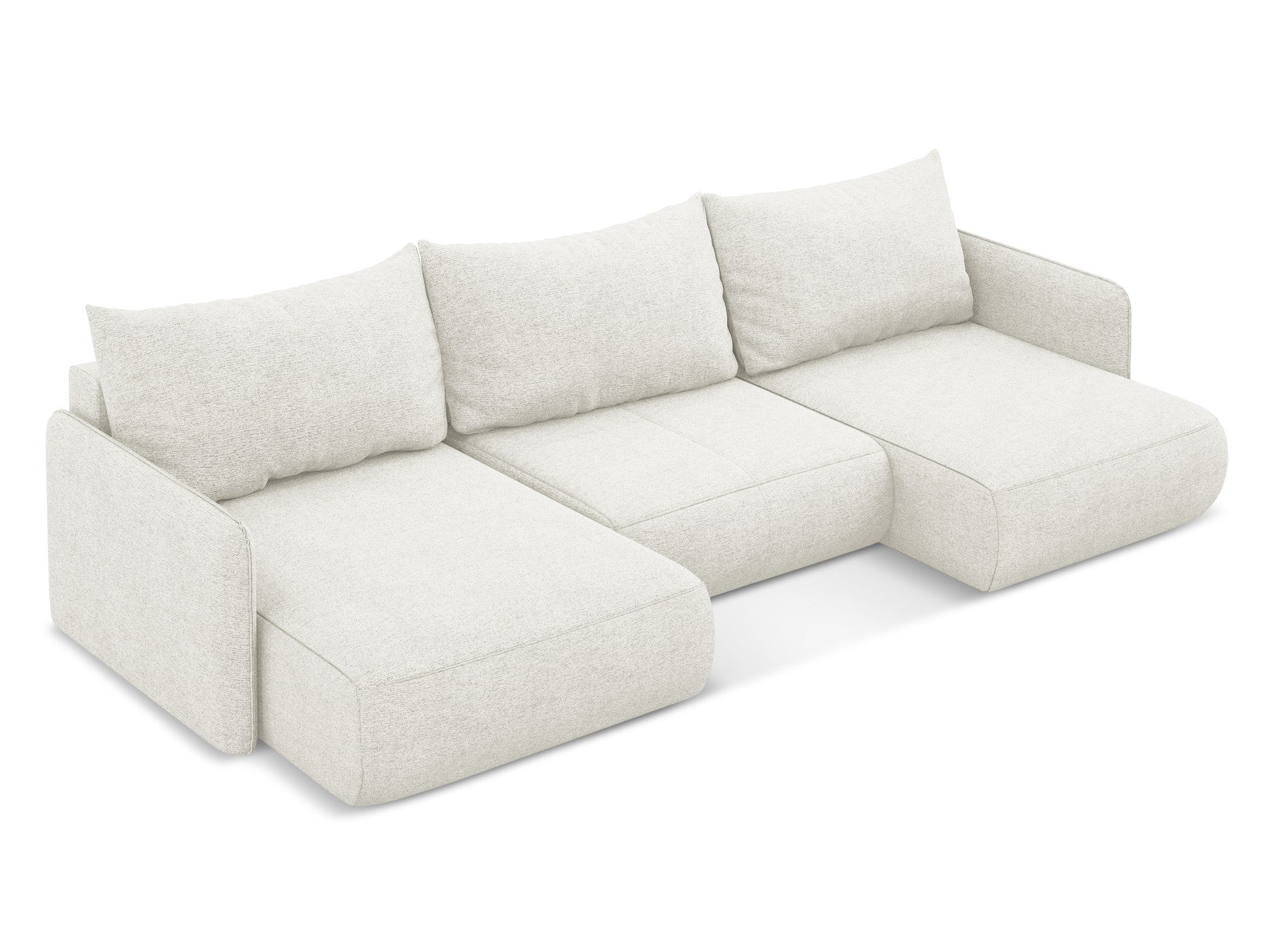 Panoramic corner sofa with sleeping function NANEA white chenille