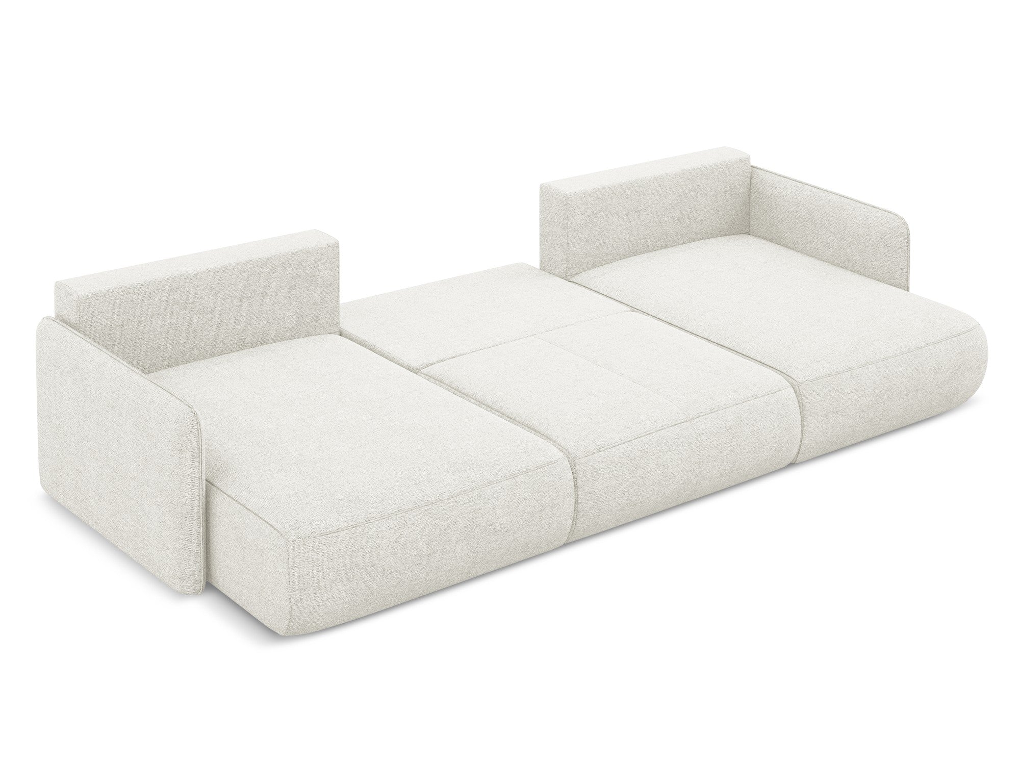 Panoramic corner sofa with sleeping function NANEA white chenille