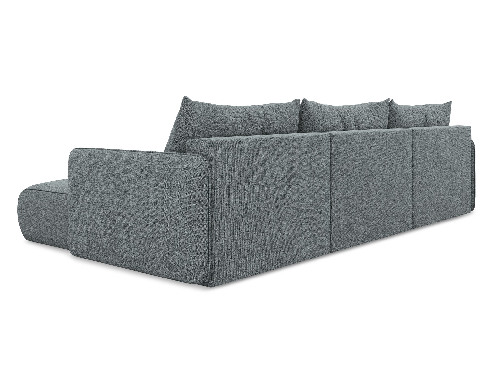 Panoramawinkelsofa mit Schlaffunktion NANEA in jeansblauem Chenille