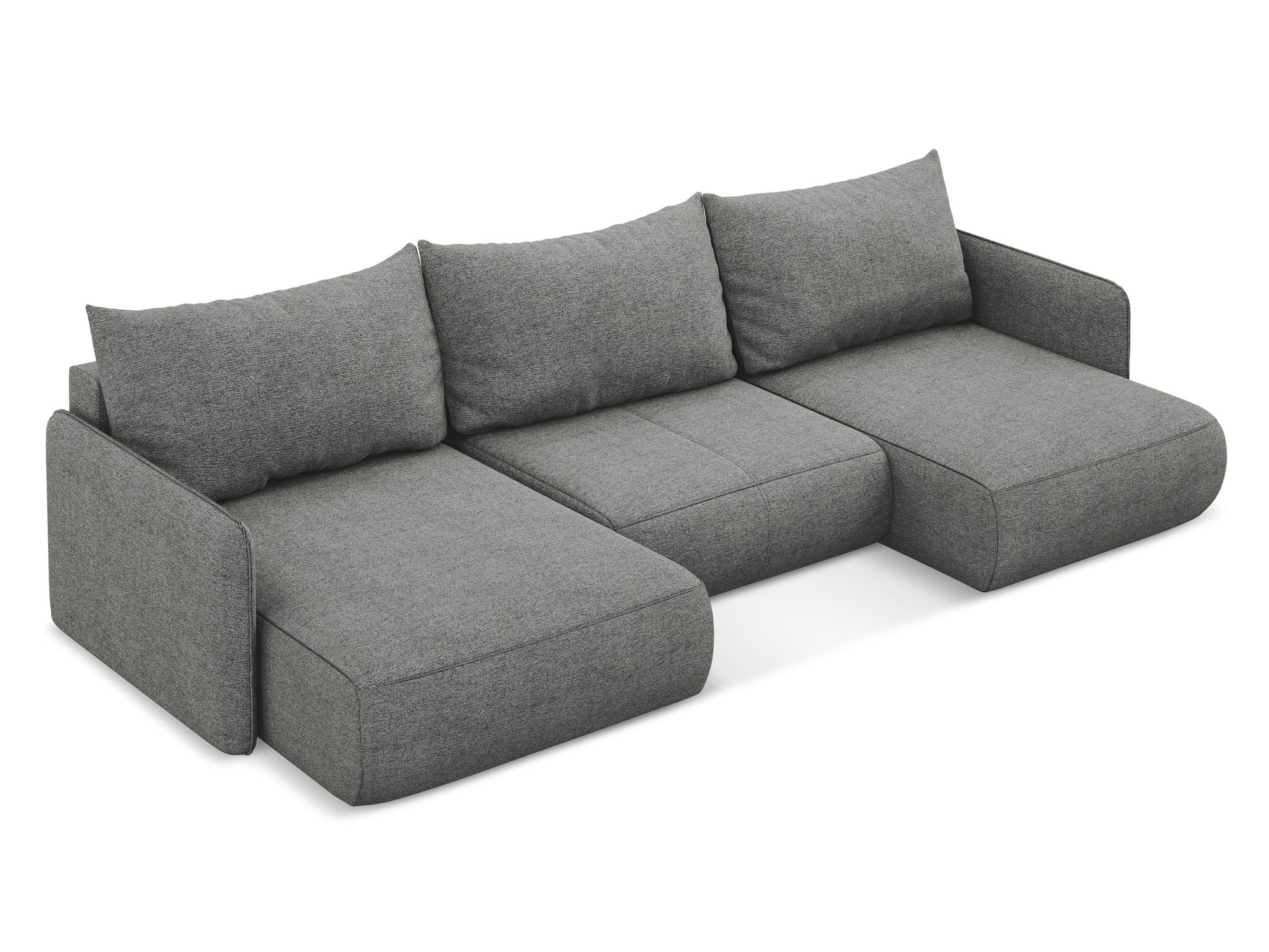 Panoramic Corner Sofa with Sleeping Function NANEA Gray Chenille