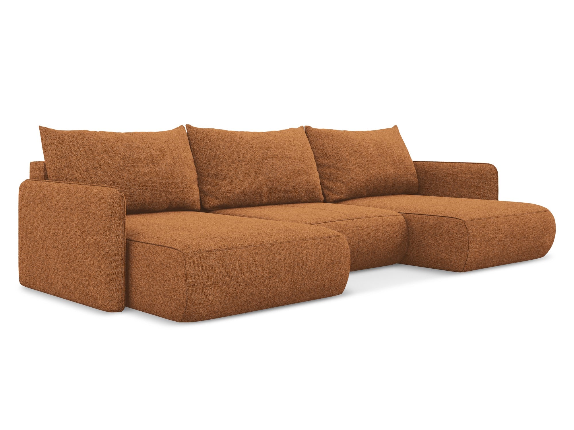 Panoramic corner sofa with sleeping function NANEA terracotta chenille
