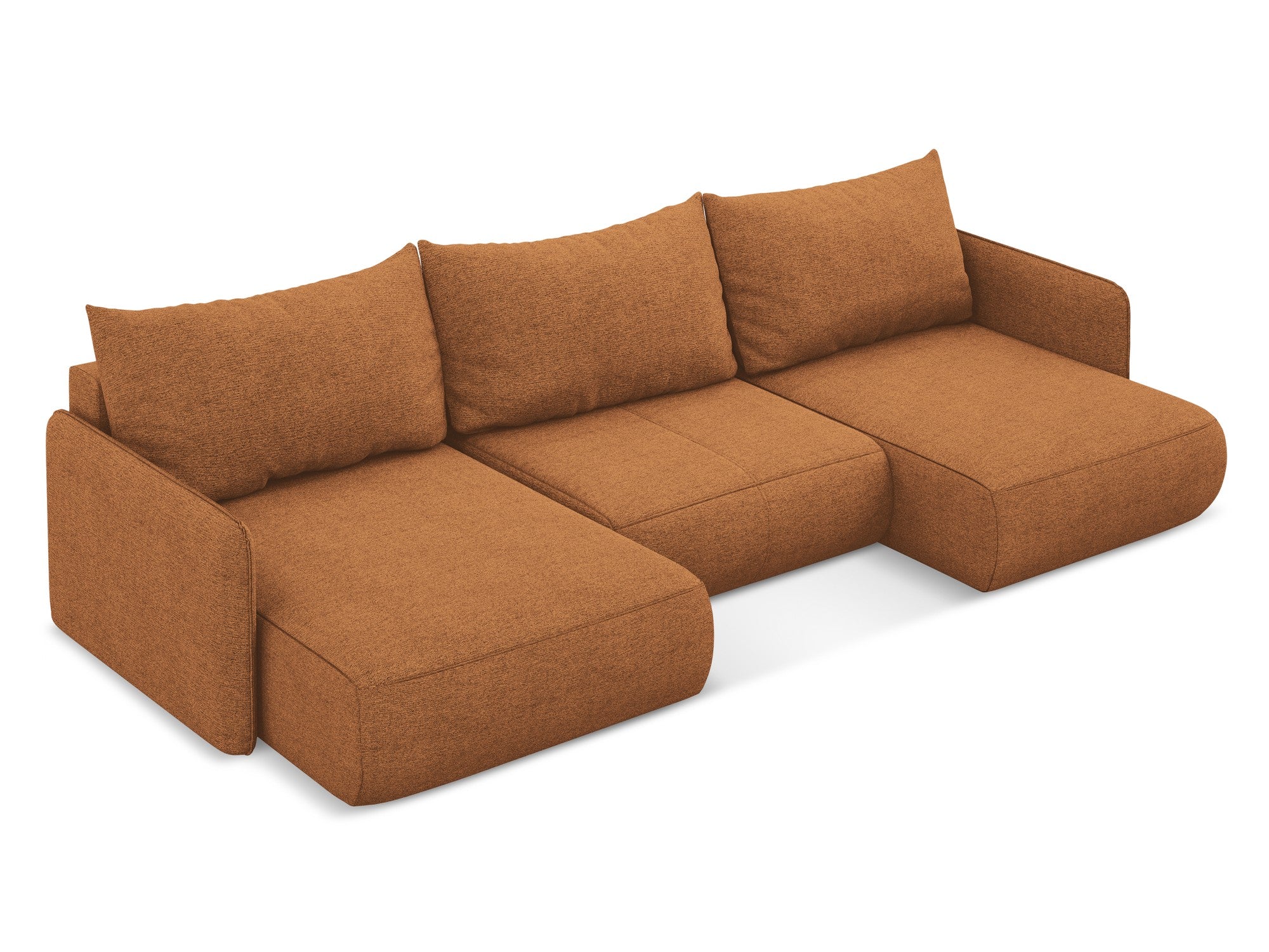 Panoramic corner sofa with sleeping function NANEA terracotta chenille