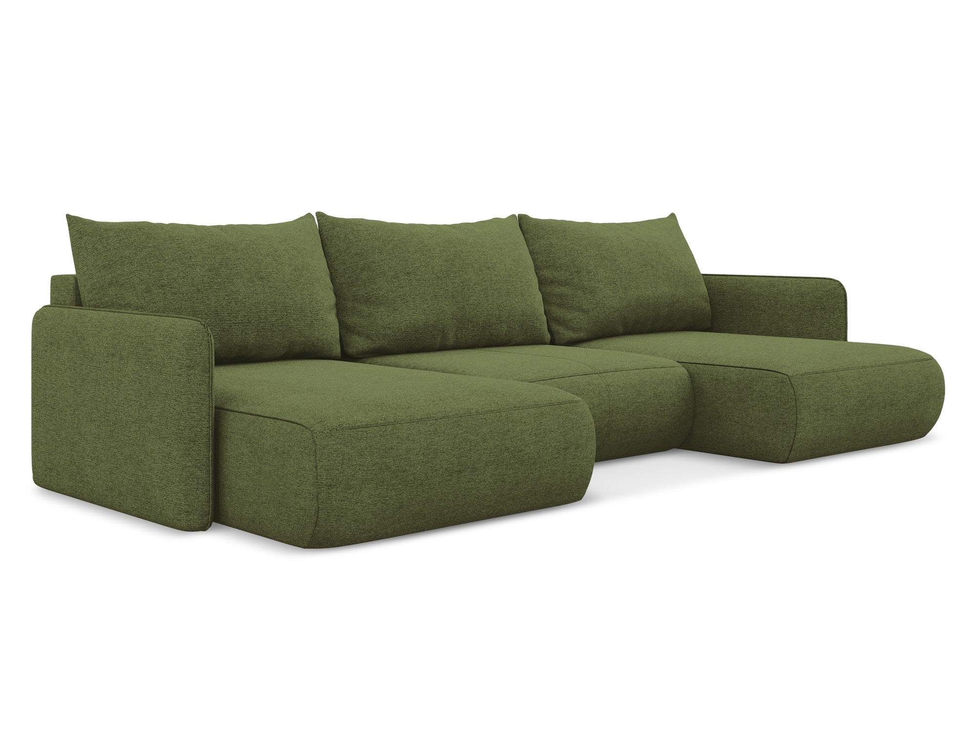 Panoramatische Eckcouch mit Schlaf-Funktion NANEA grün Chenille