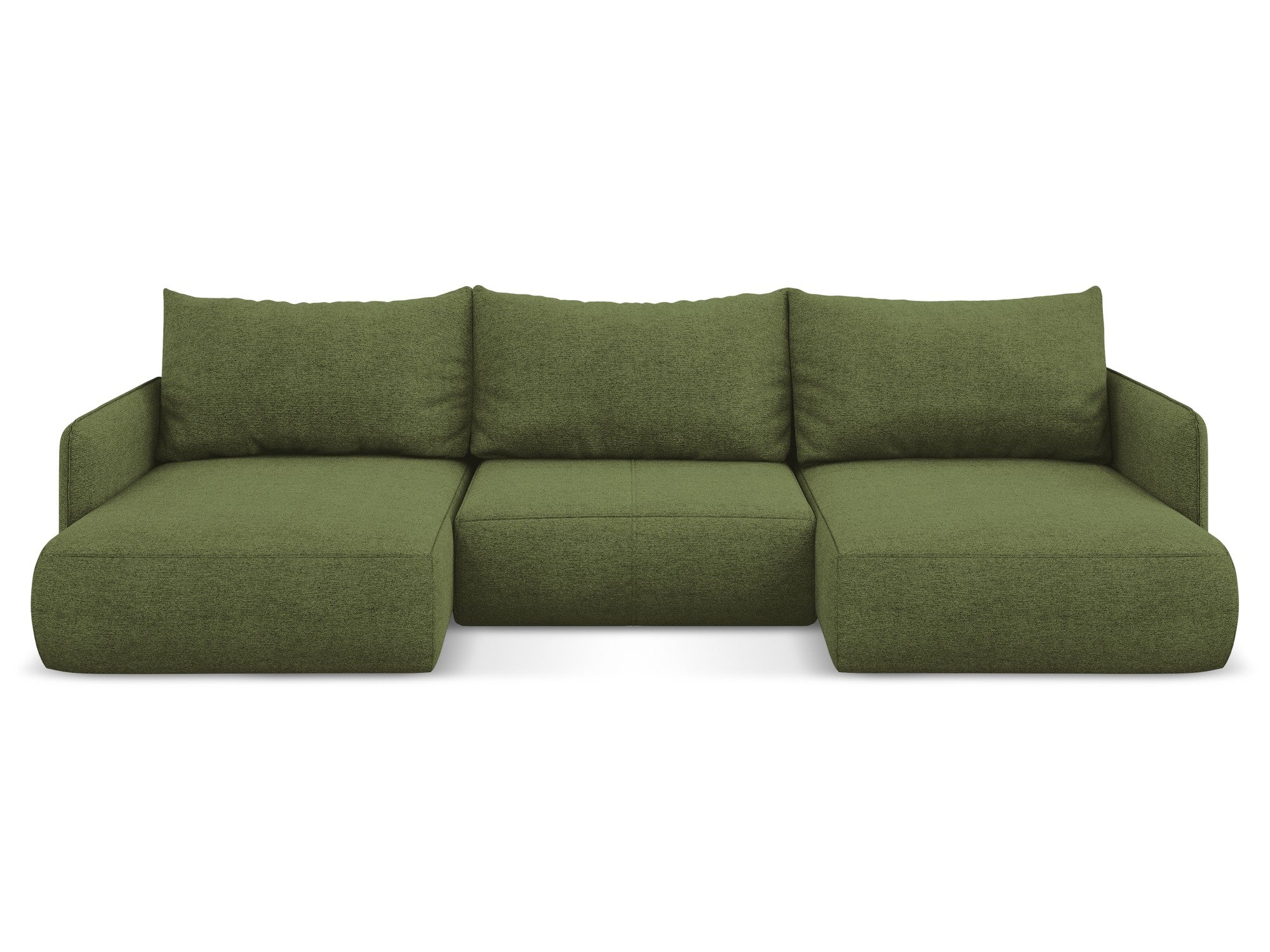 Panoramatische Eckcouch mit Schlaf-Funktion NANEA grün Chenille