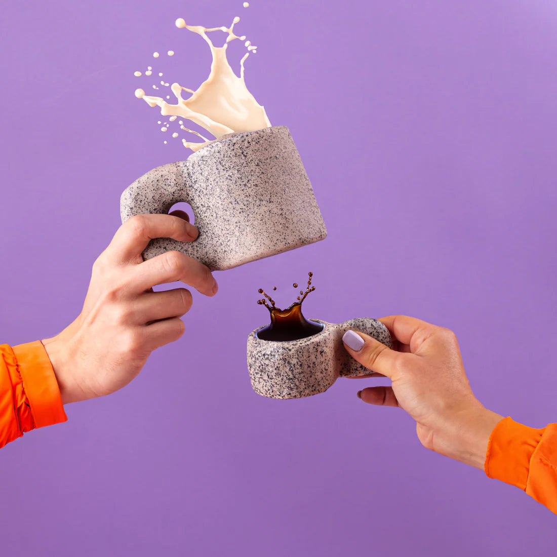 Kaffeetassen-Set NEWLITHIC graue Porzellan