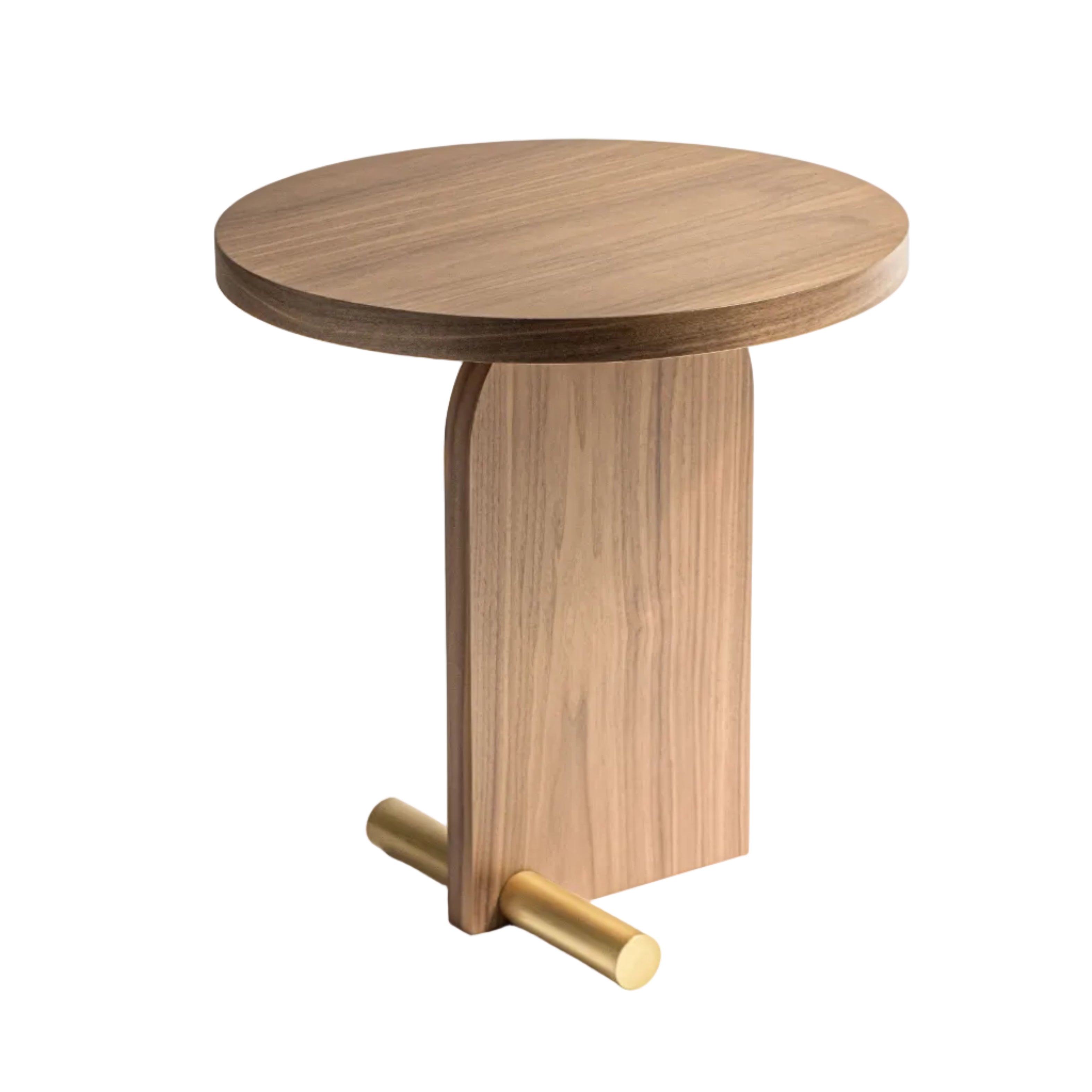 NOVA side table with walnut veneer and brass finish