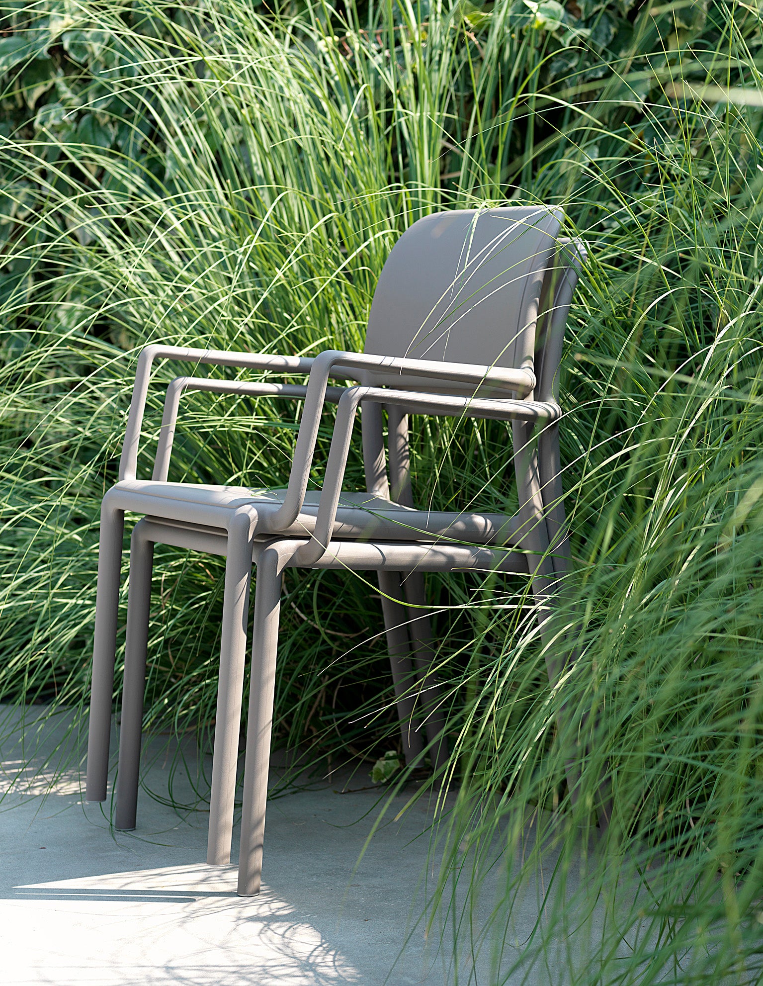 RIVA taupe outdoor chair with armrests