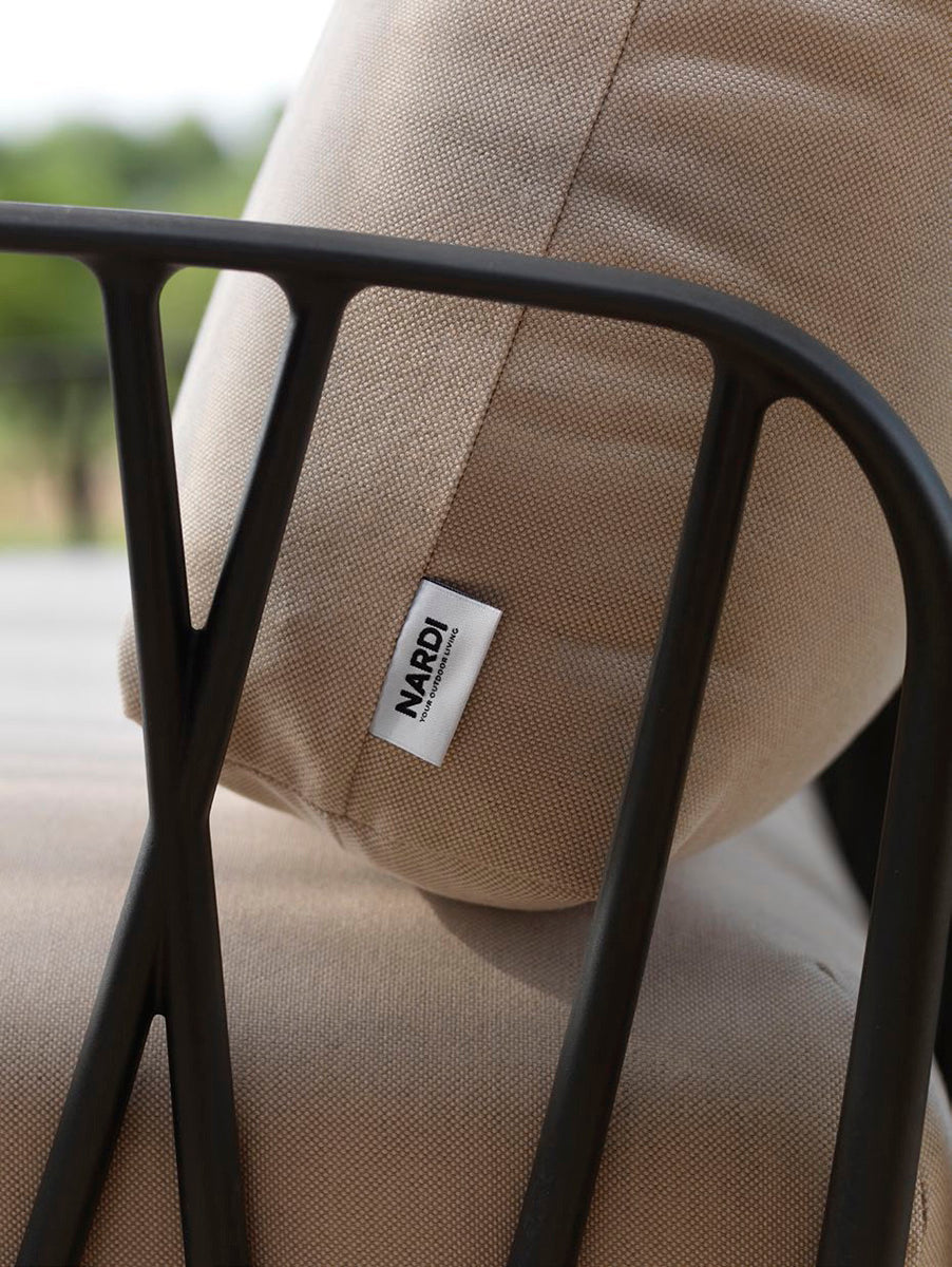 KOMODO Beige Outdoor Armchair with Green Agave Base in Sunbrella®