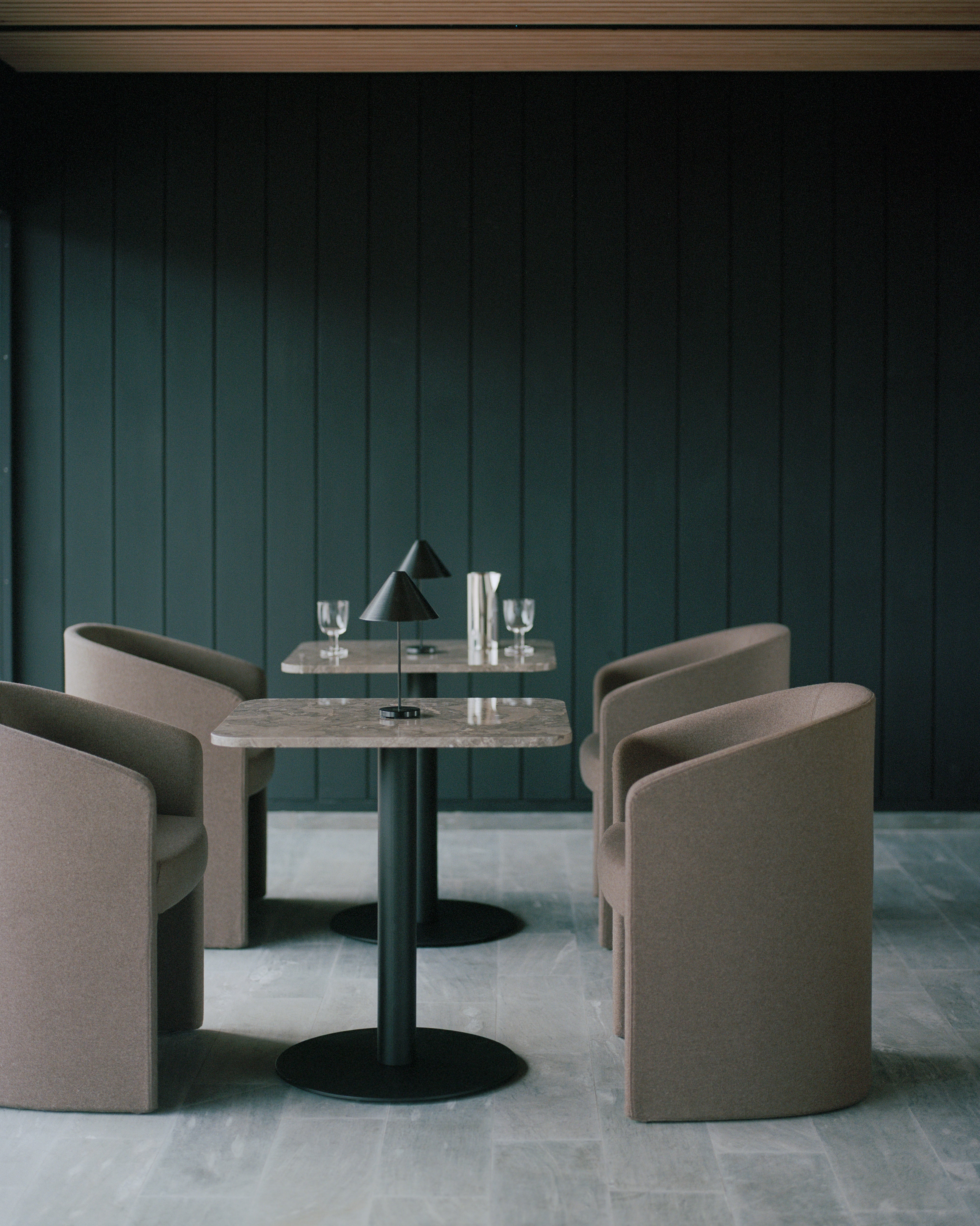 FLORENCE Gray Marble Bar Table with Black Base