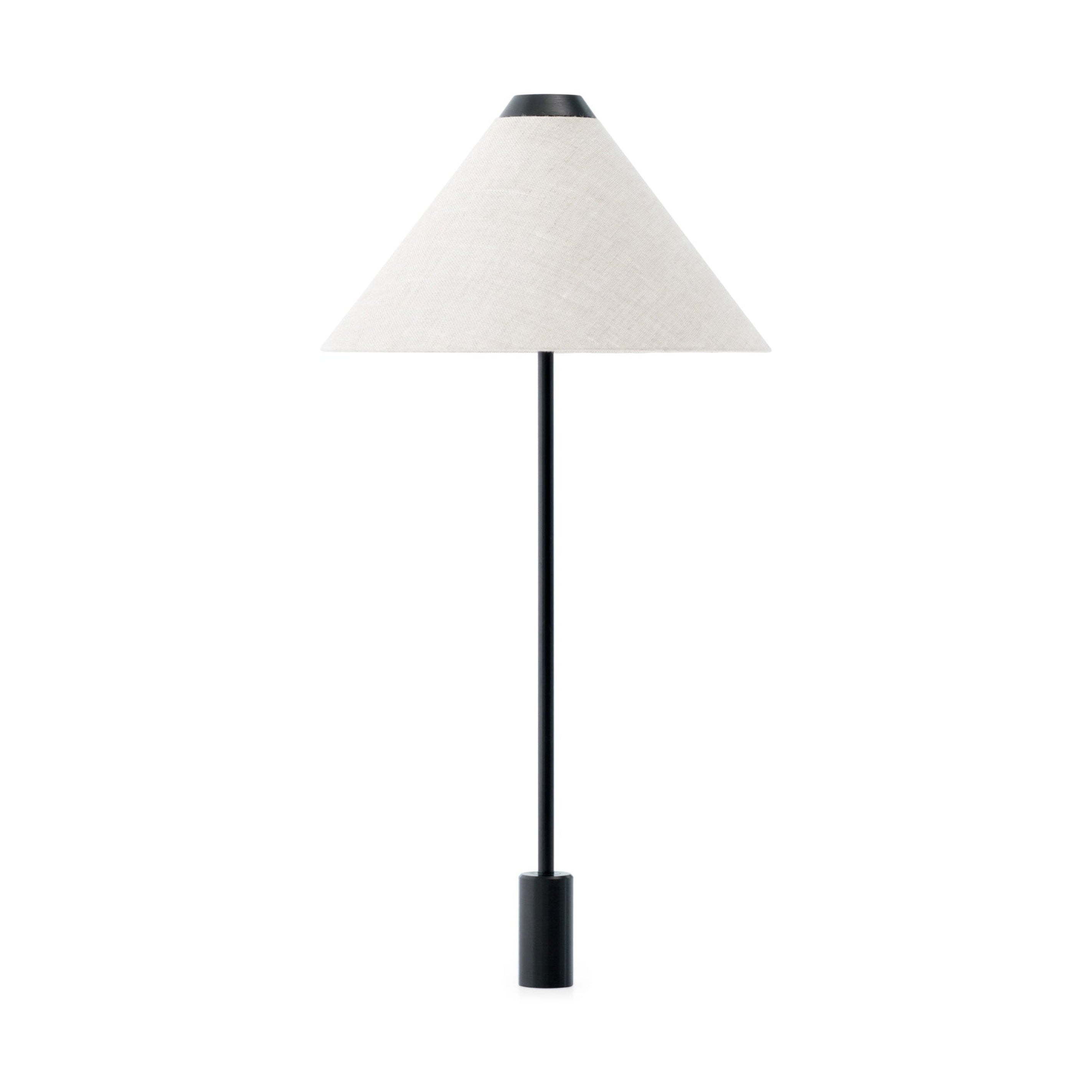 Tragbare Lampe BROLLY IN Leinen mit schwarzem Sockel