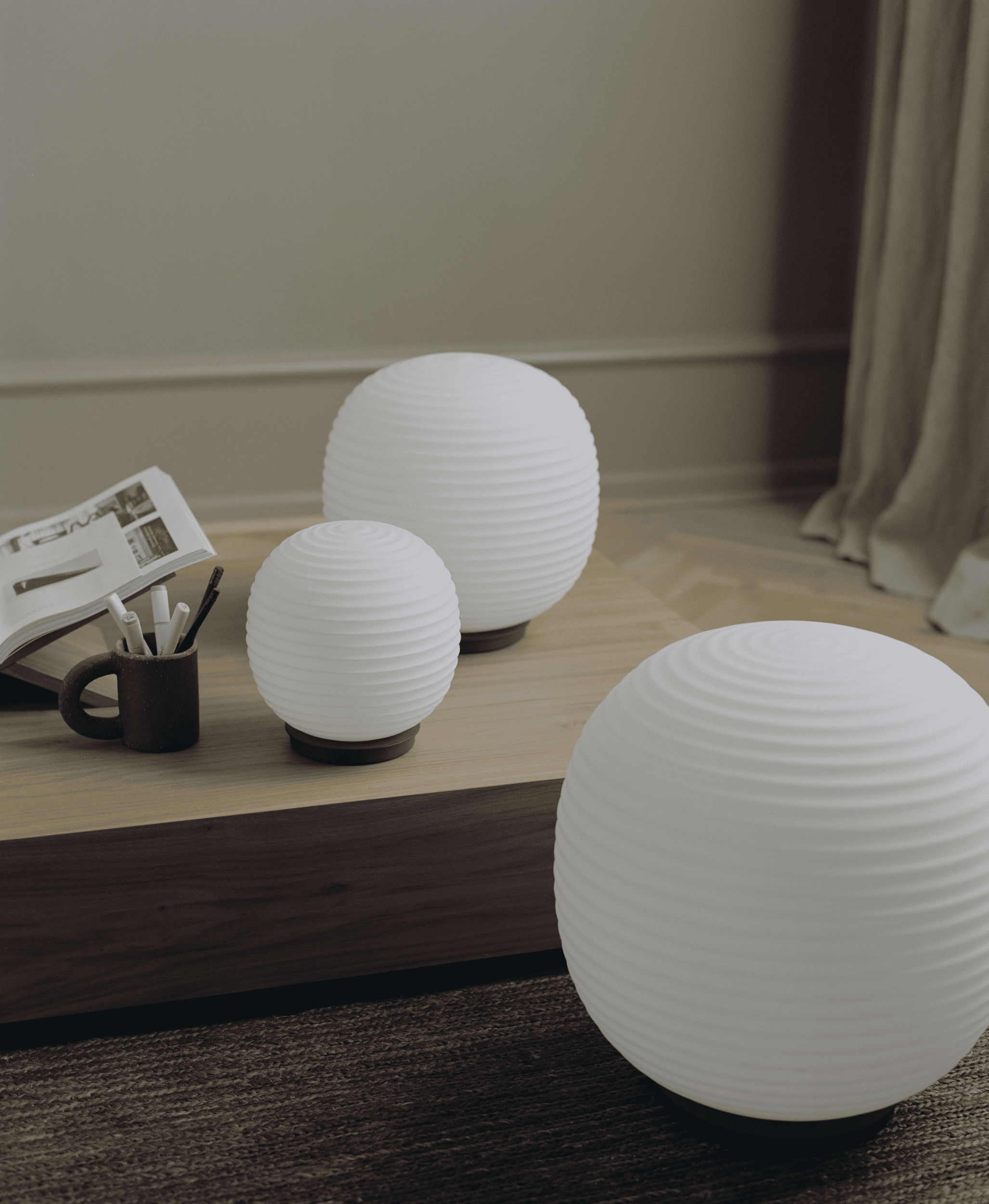 Lantern Globe white floor lamp with a black base