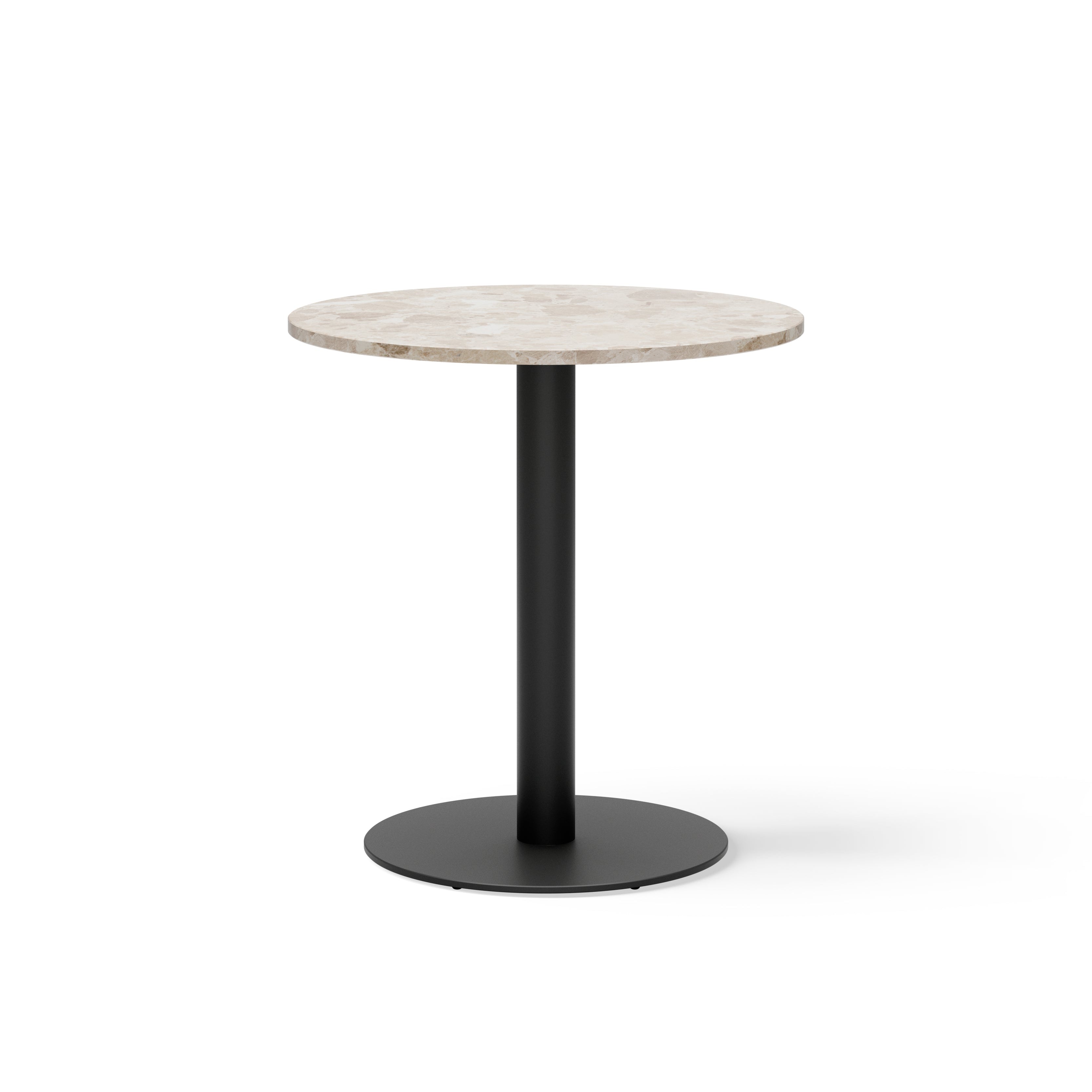 Round Bar Table FLORENCE Beige Marble with Black Base