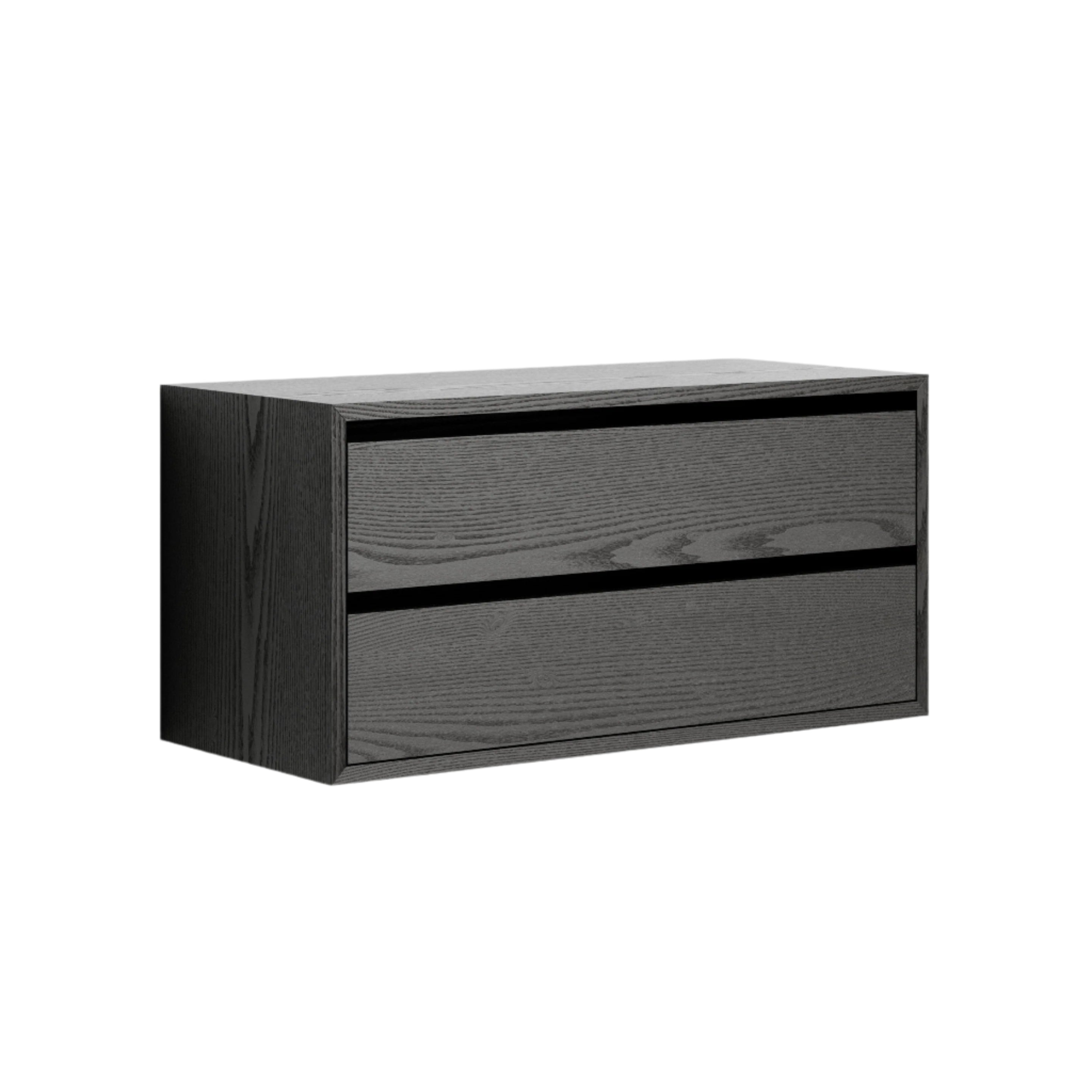 Hanging cabinet with new works drawers black ash veneer
