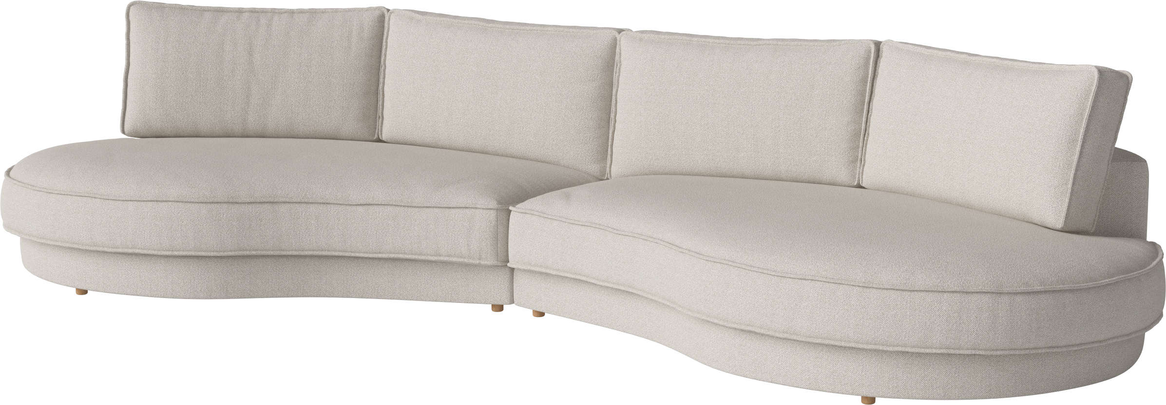 2-modulares Sofa abgerundete gepolsterte Noora-Eichenbasis