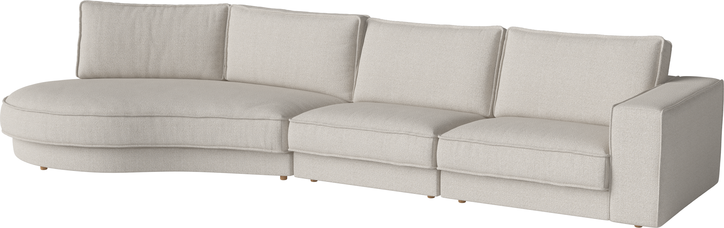 Noora 3-Modul-Sofa mit einer abgerundeten linken Seite und einer Eichenbasis