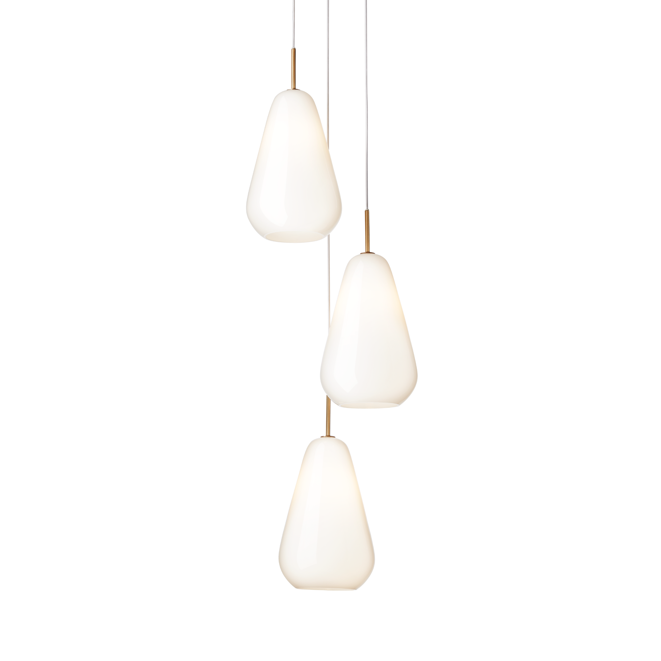 Pendelleuchte ANOLI 3 gold mit opalem Glas