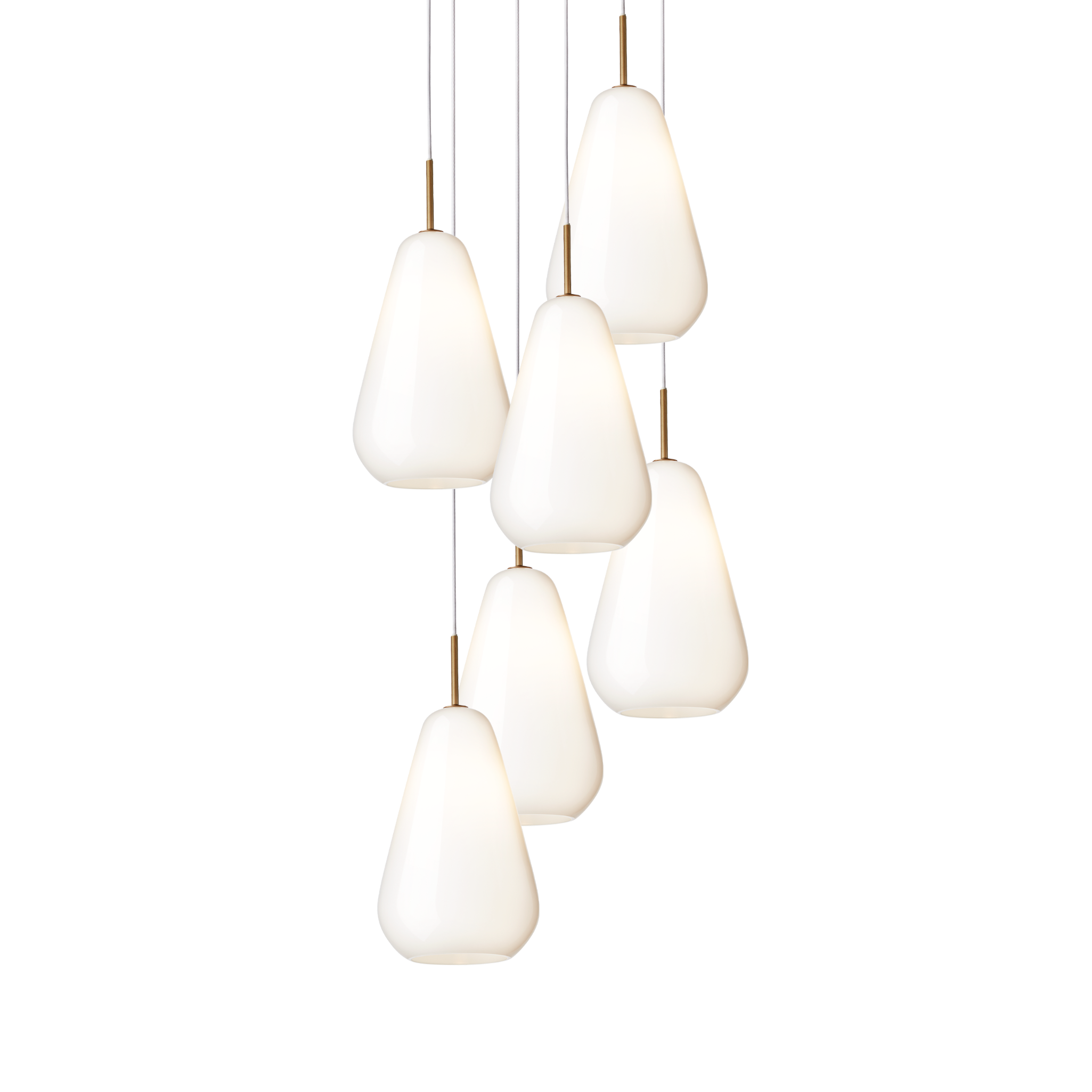 Pendelleuchte ANOLI 6 gold mit opalem Glas