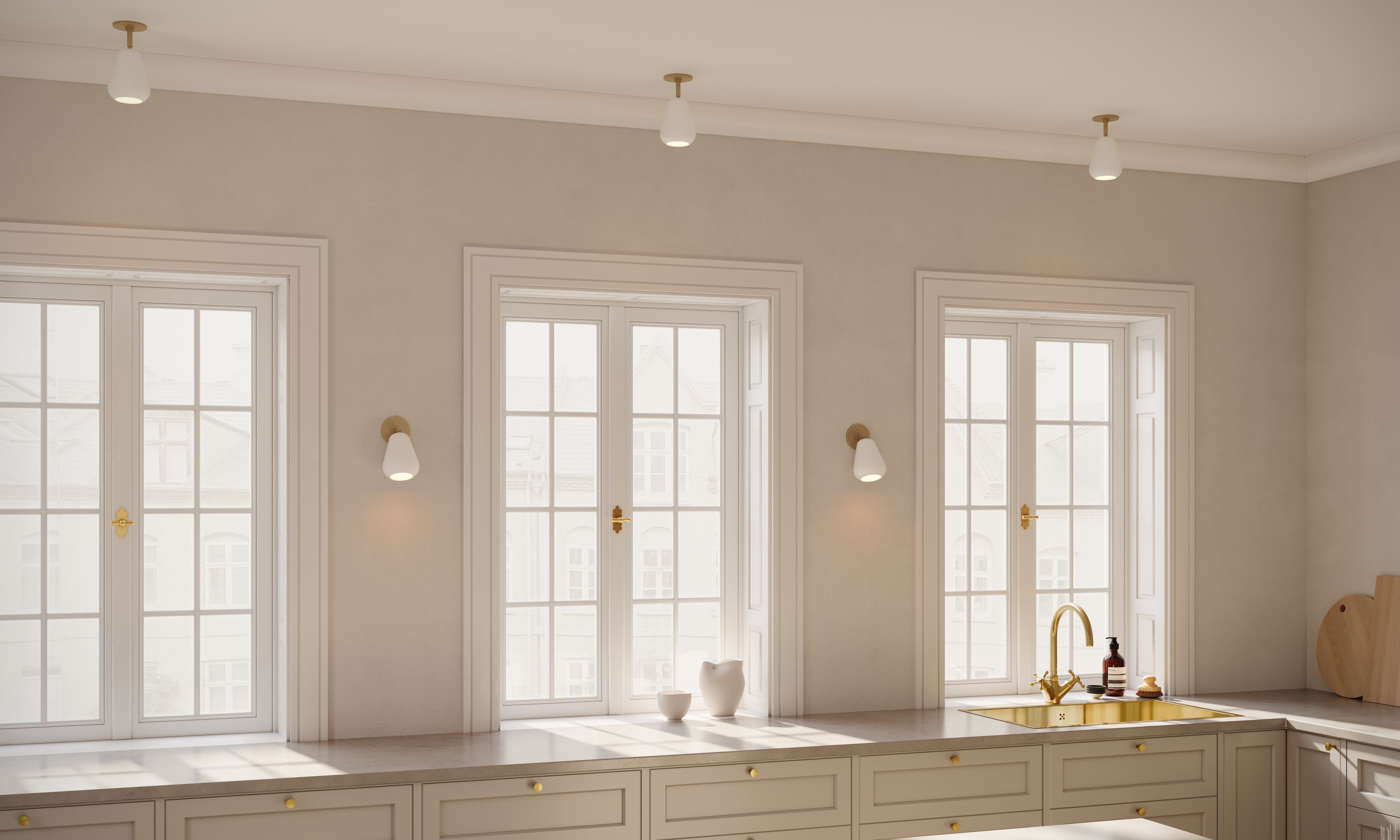 ANOLI wall lamp in gold with white