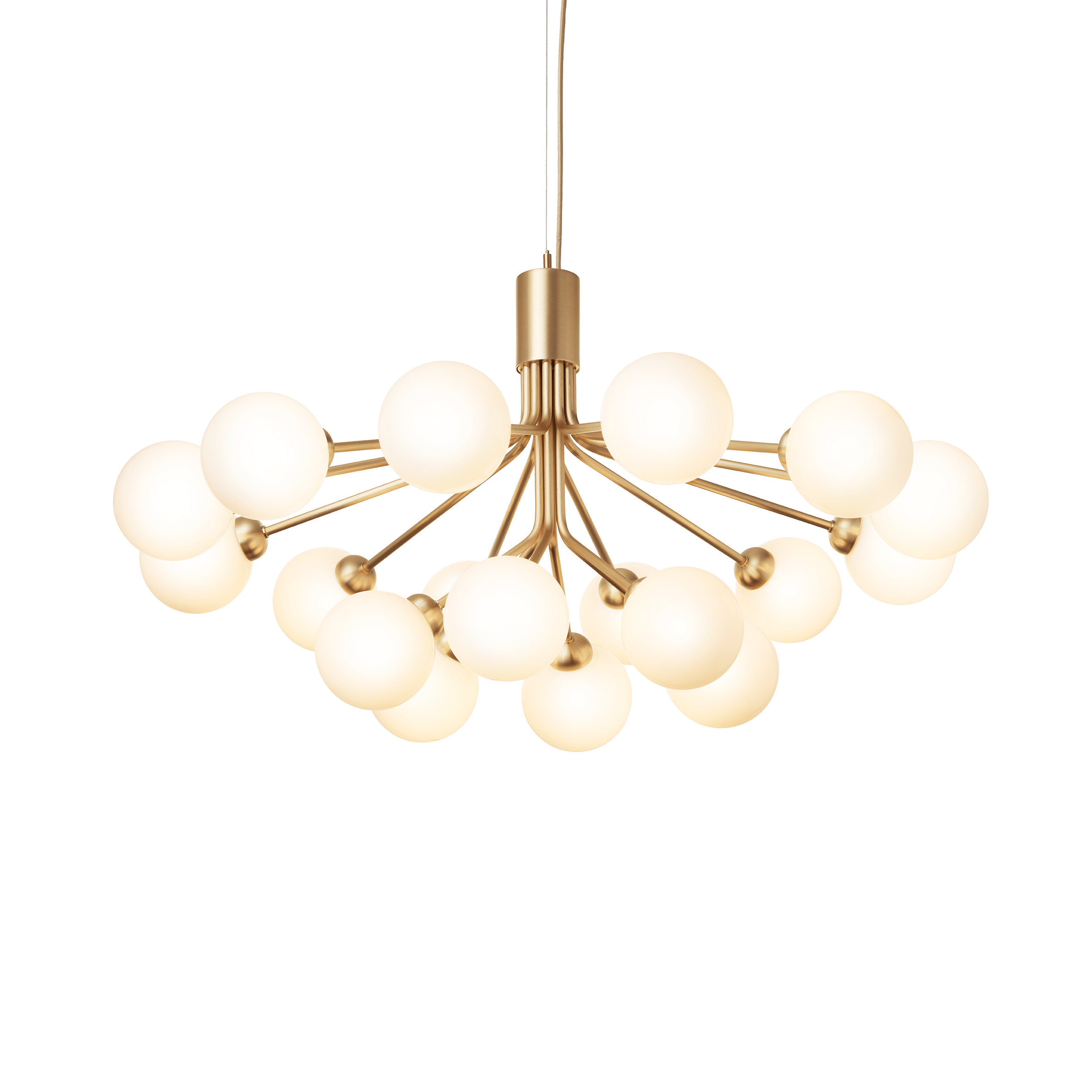 Kronleuchter APIALES 18 Messing mit opalem Glas