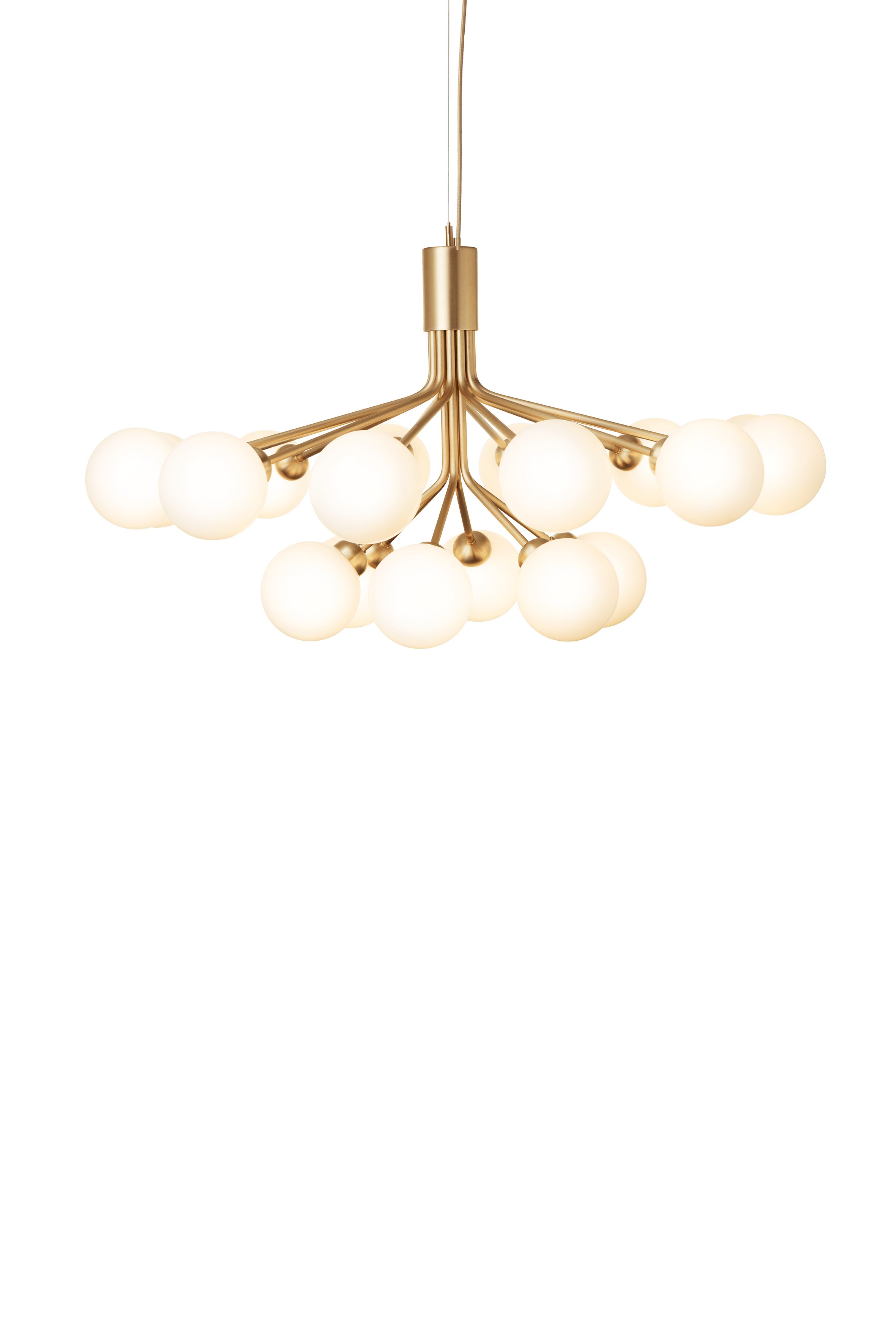 Kronleuchter APIALES 18 Messing mit opalem Glas