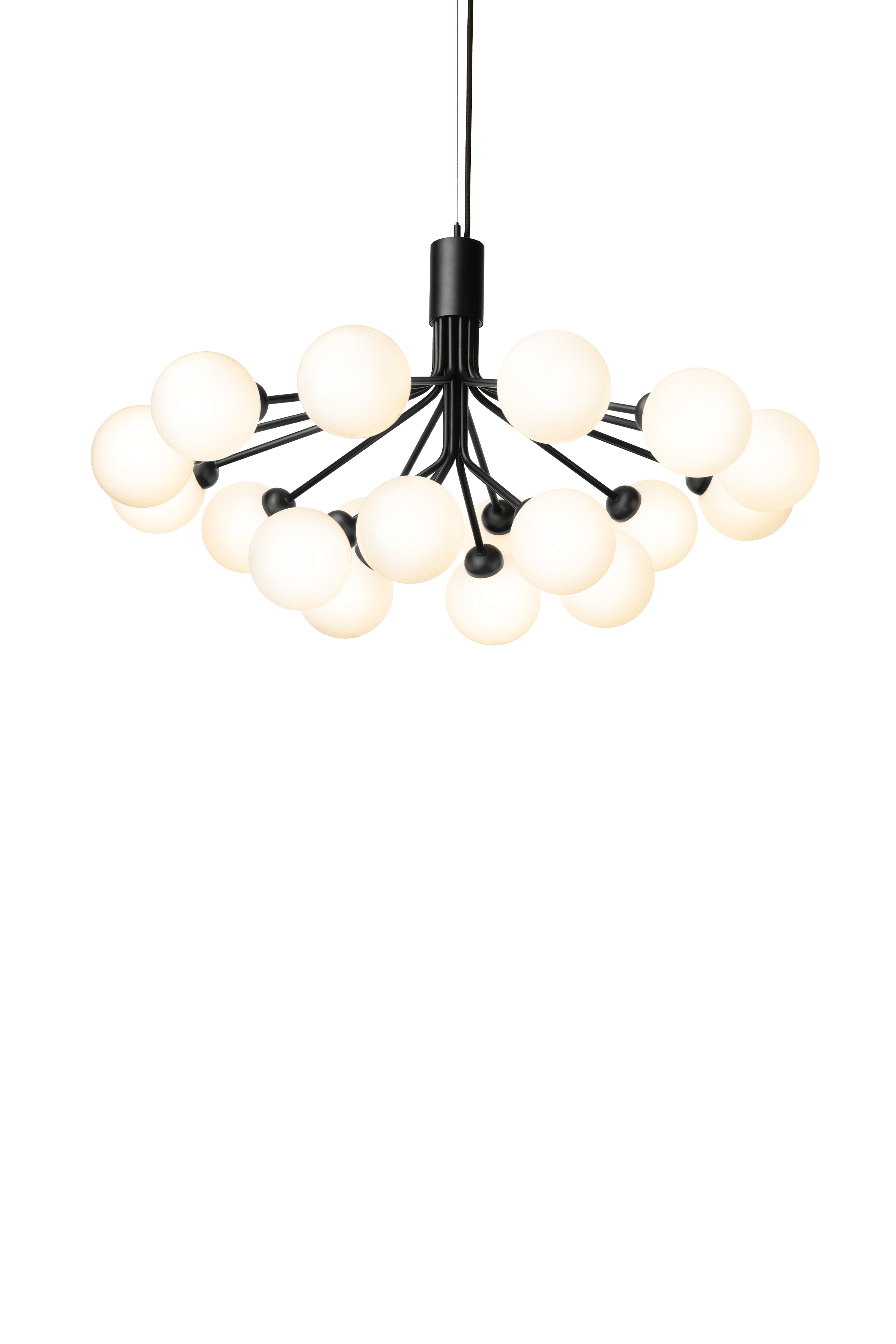 APIALES 18 Black Chandelier with Opal Glass