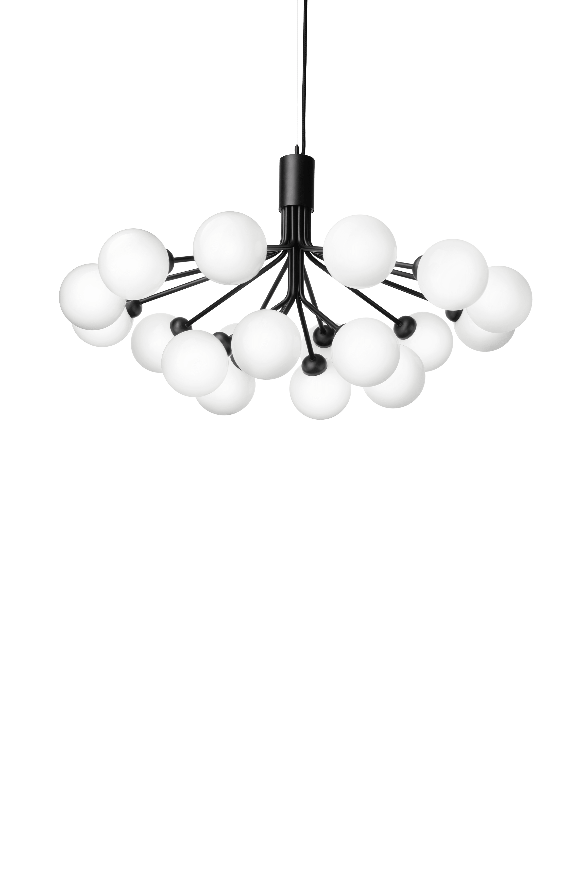 APIALES 18 Black Chandelier with Opal Glass