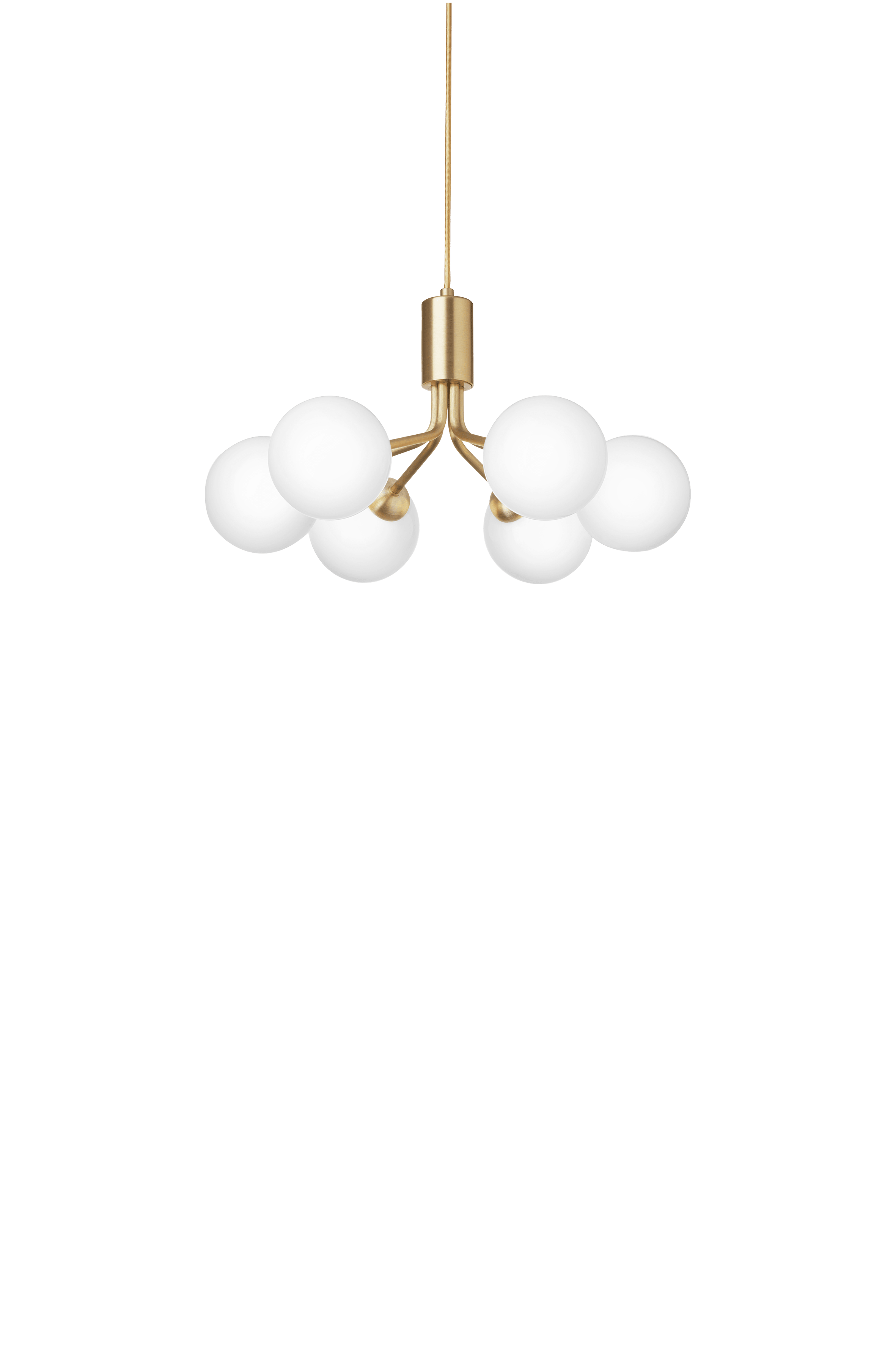 Pendelleuchte APIALES 6 messing mit opalem Glas
