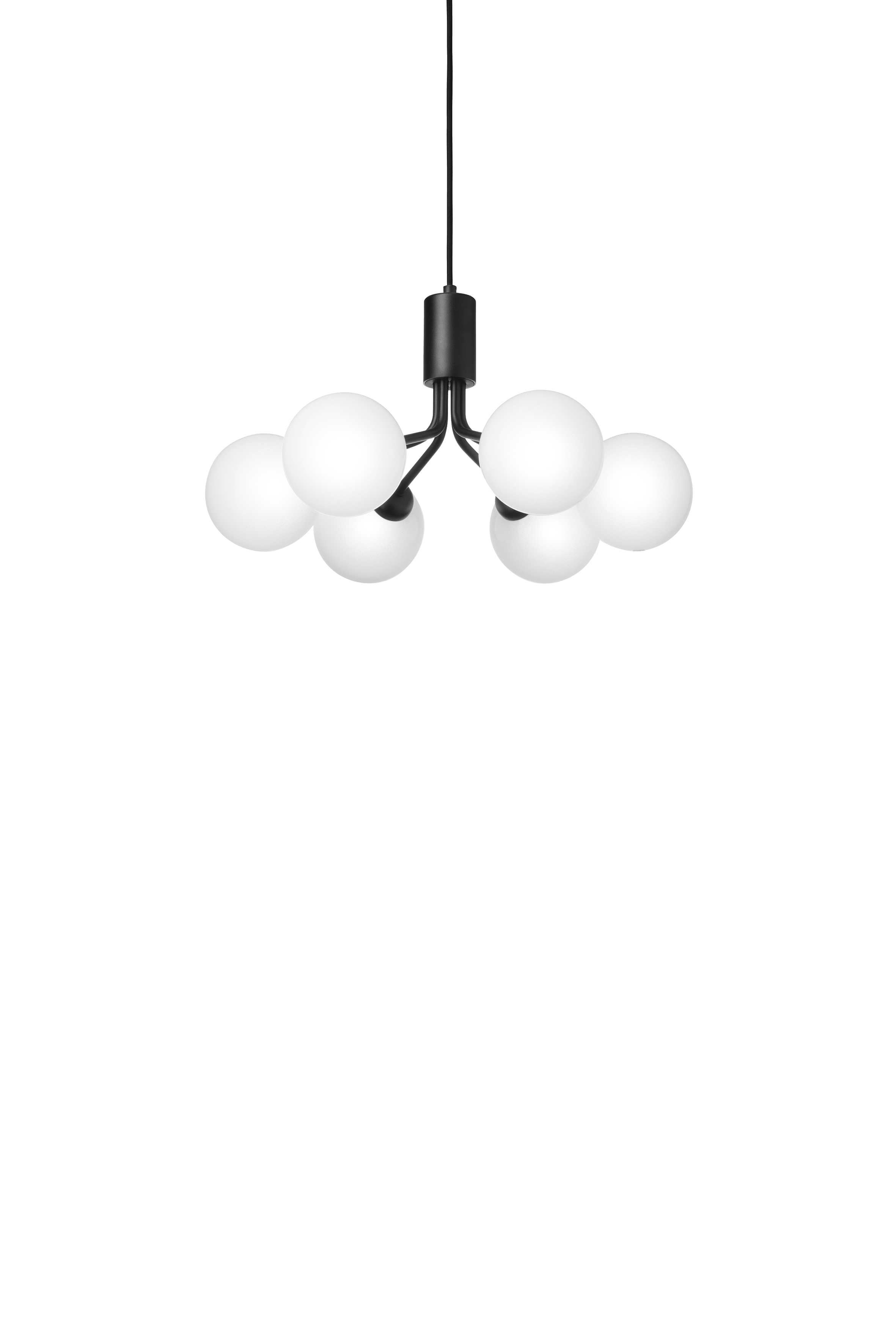 Pendelleuchte APIALES 6 schwarz mit opalem Glas
