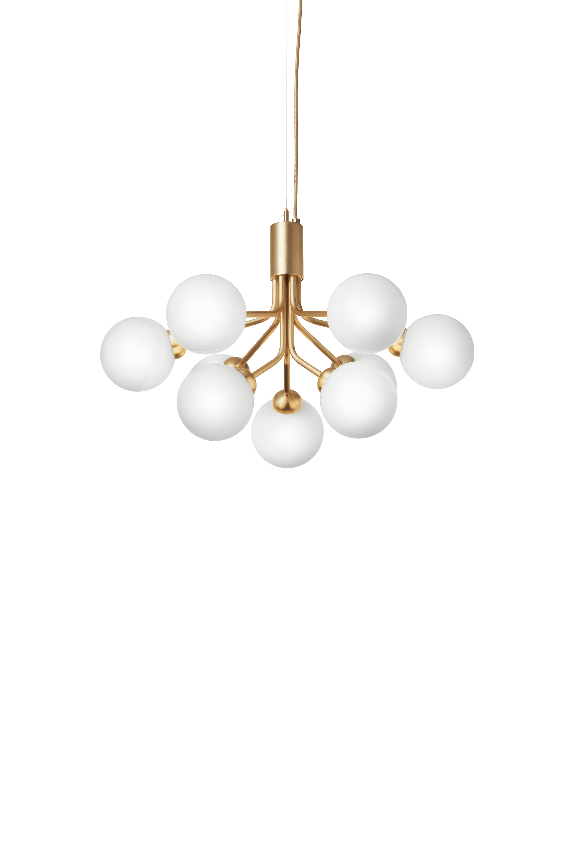 Pendelleuchte APIALES 9 aus Messing mit opalem Glas