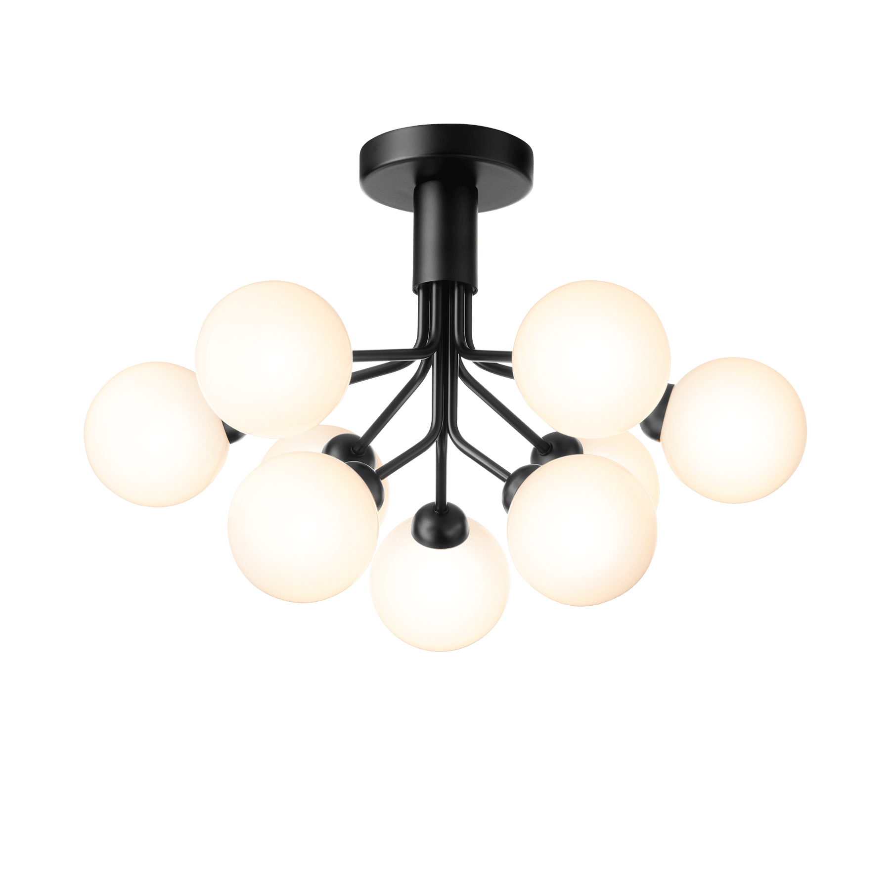 Deckenleuchte APIALES 9 schwarz mit opalem Glas